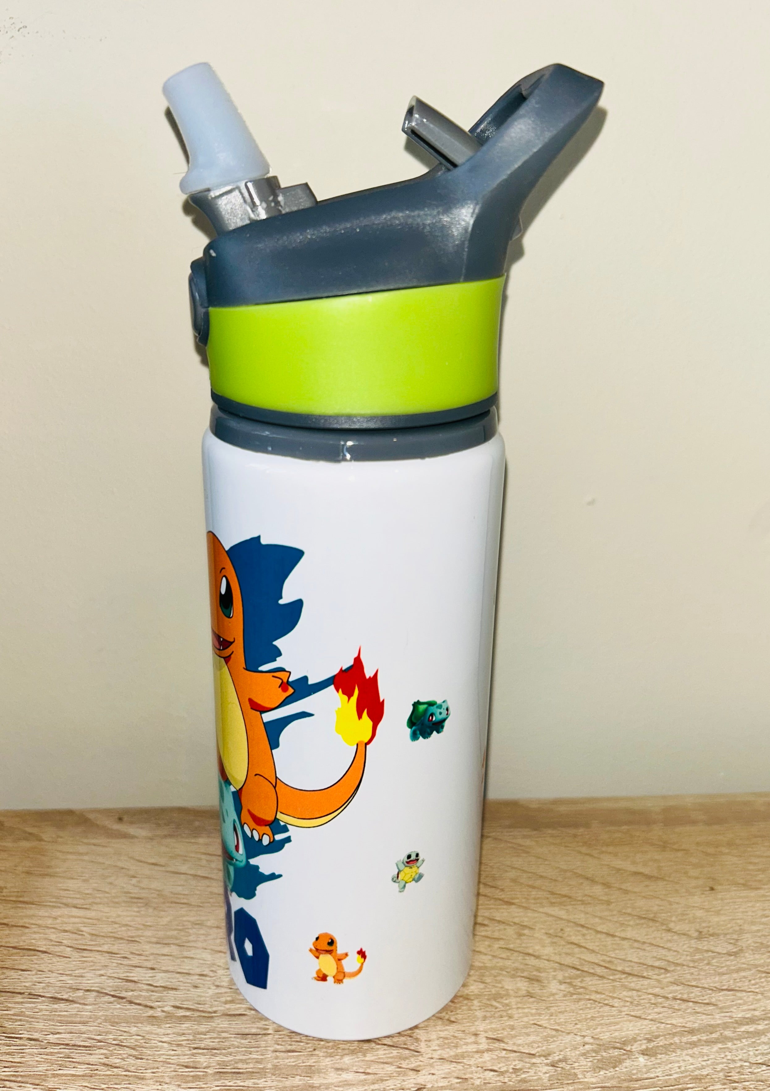 Character/Pokemon Themed Personalised 600ml Aluminium Water Bottles - made with your favourite characters! School Water Bottle, Summer Ready.