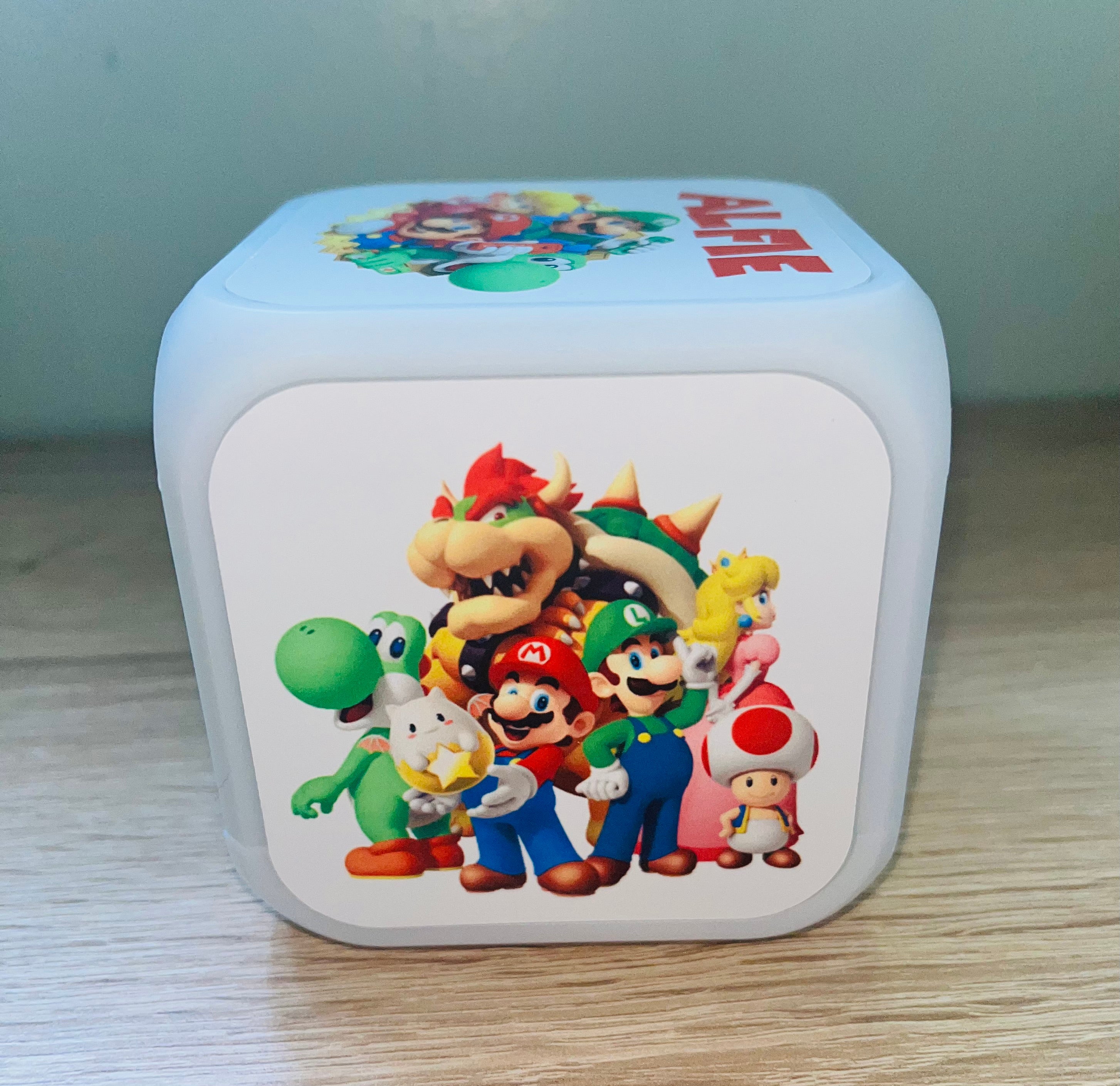 Character/Super Mario Design Personalised LED Cube Digital Alarm Clock - Colour Changing/Great Gift Idea