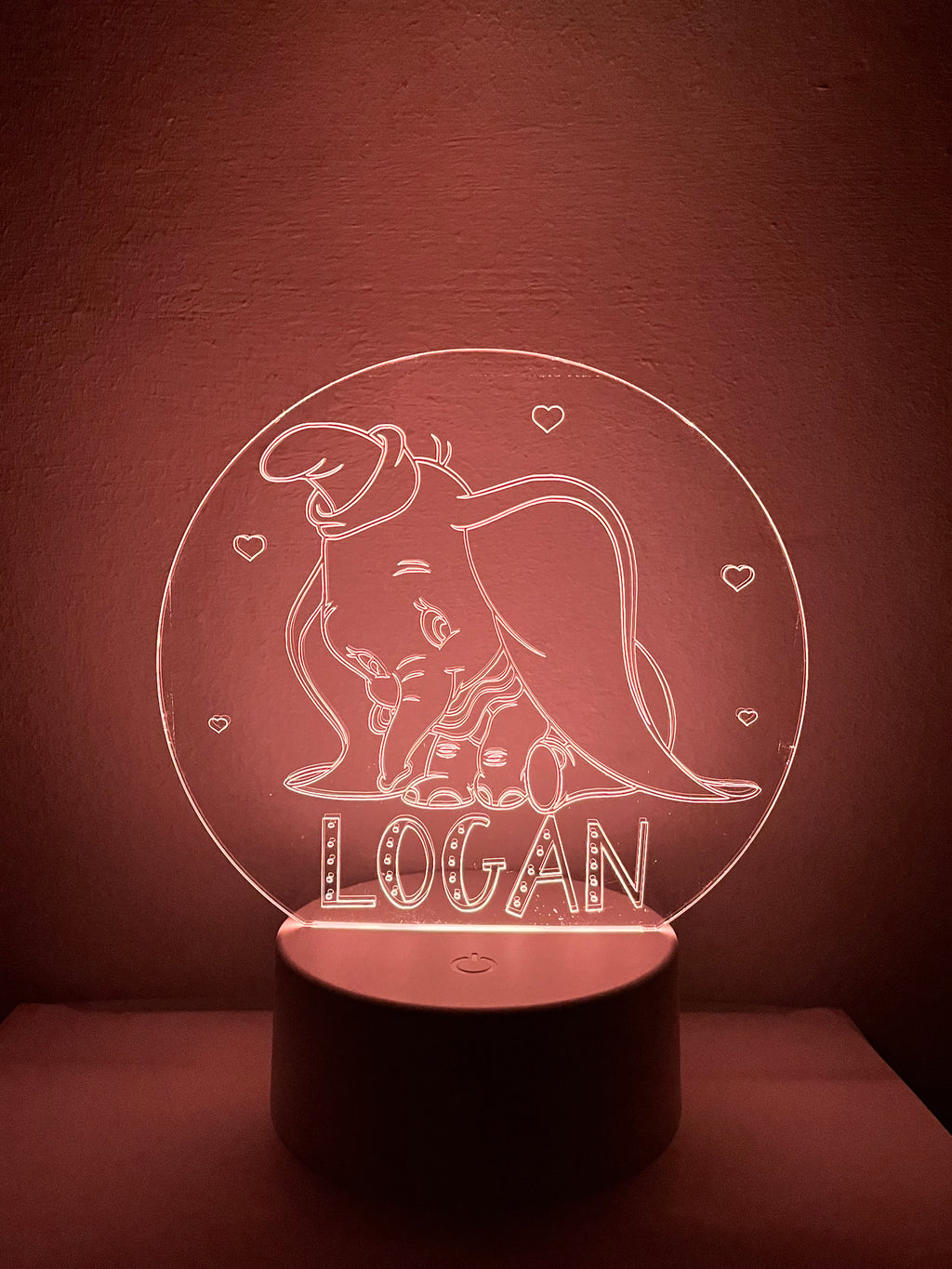Character /Dumbo Themed LED Night Light - Comes Fully Personalised. Unique Gift Idea