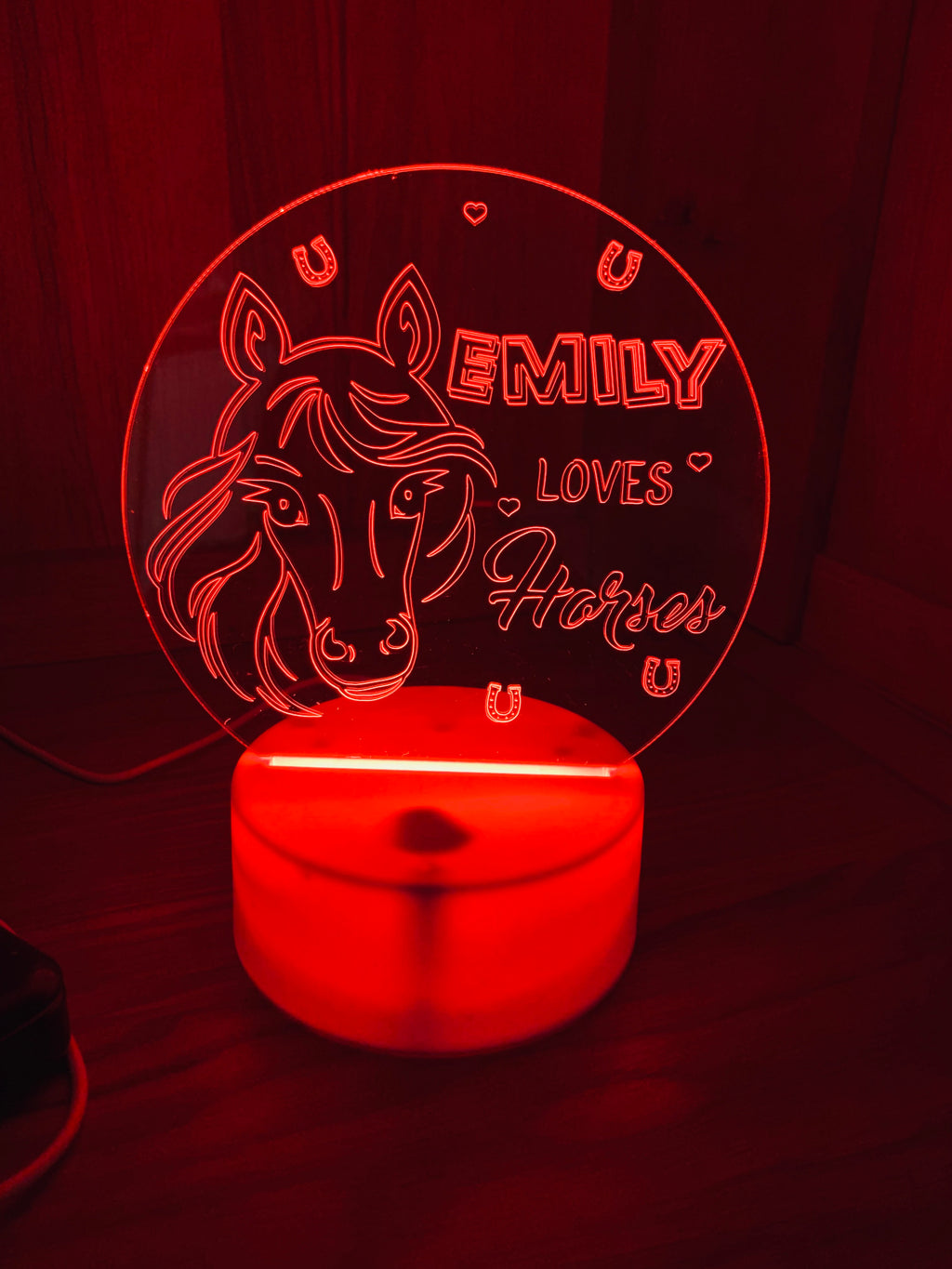 Horse Themed LED Night Light - Comes Fully Personalised. Unique Gift Idea