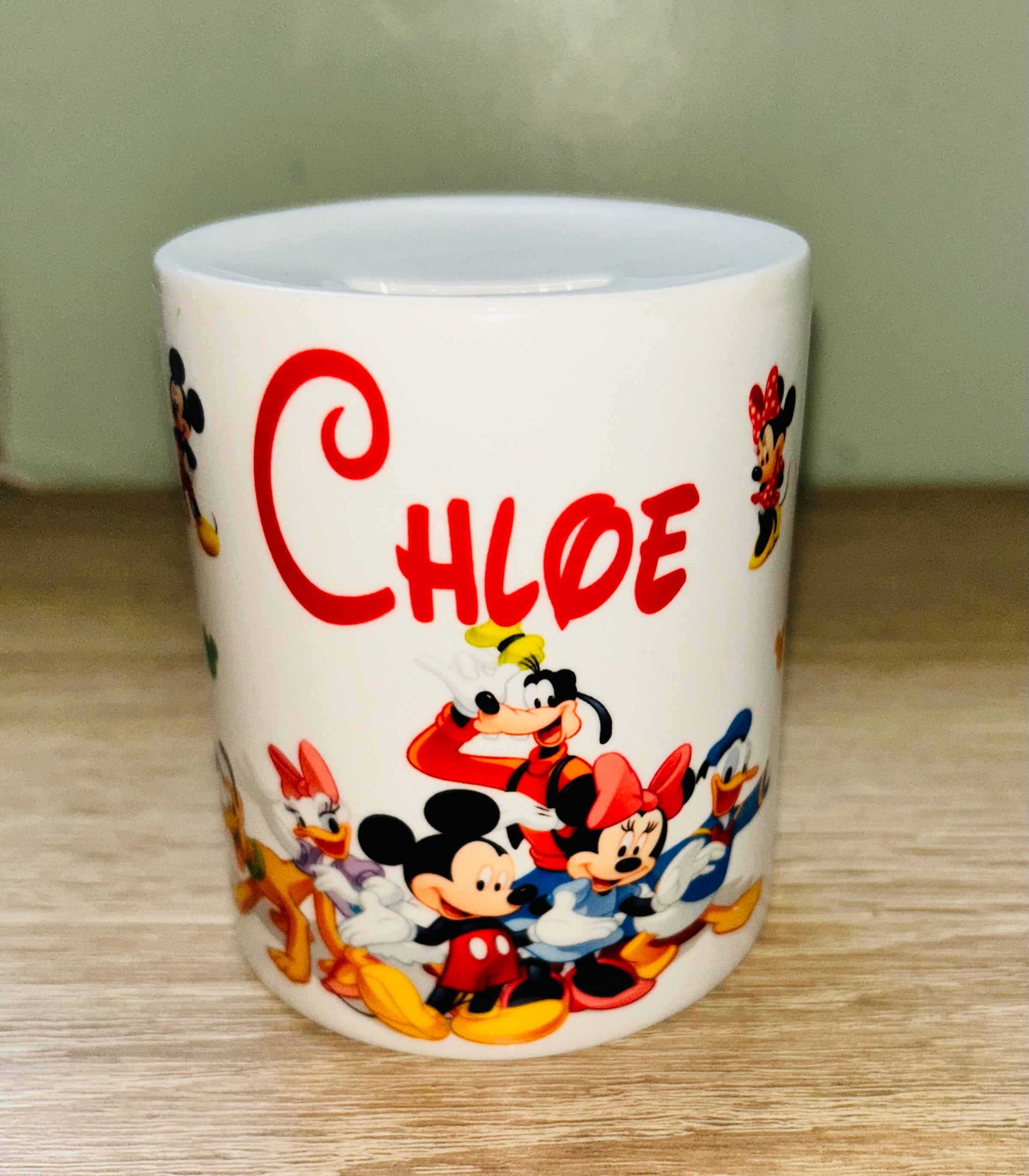 Mickey Mouse & Friends Design Personalised Money Box, Piggy Bank, Birthday Gift, Baby gift, keepsake, Saving, bedroom/nursery decor, Ceramic