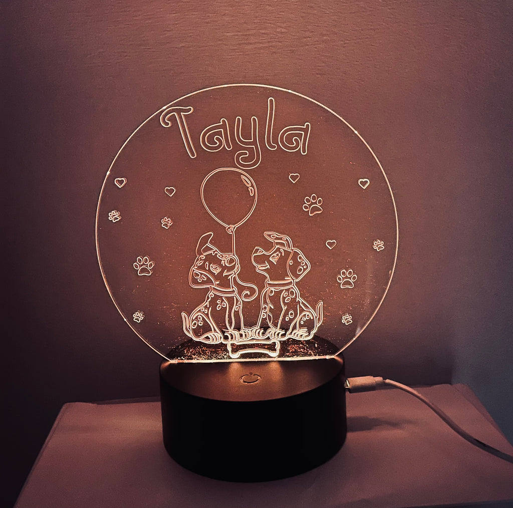 Dalmatian Themed LED Night Light - Comes Fully Personalised. Unique Gift Idea