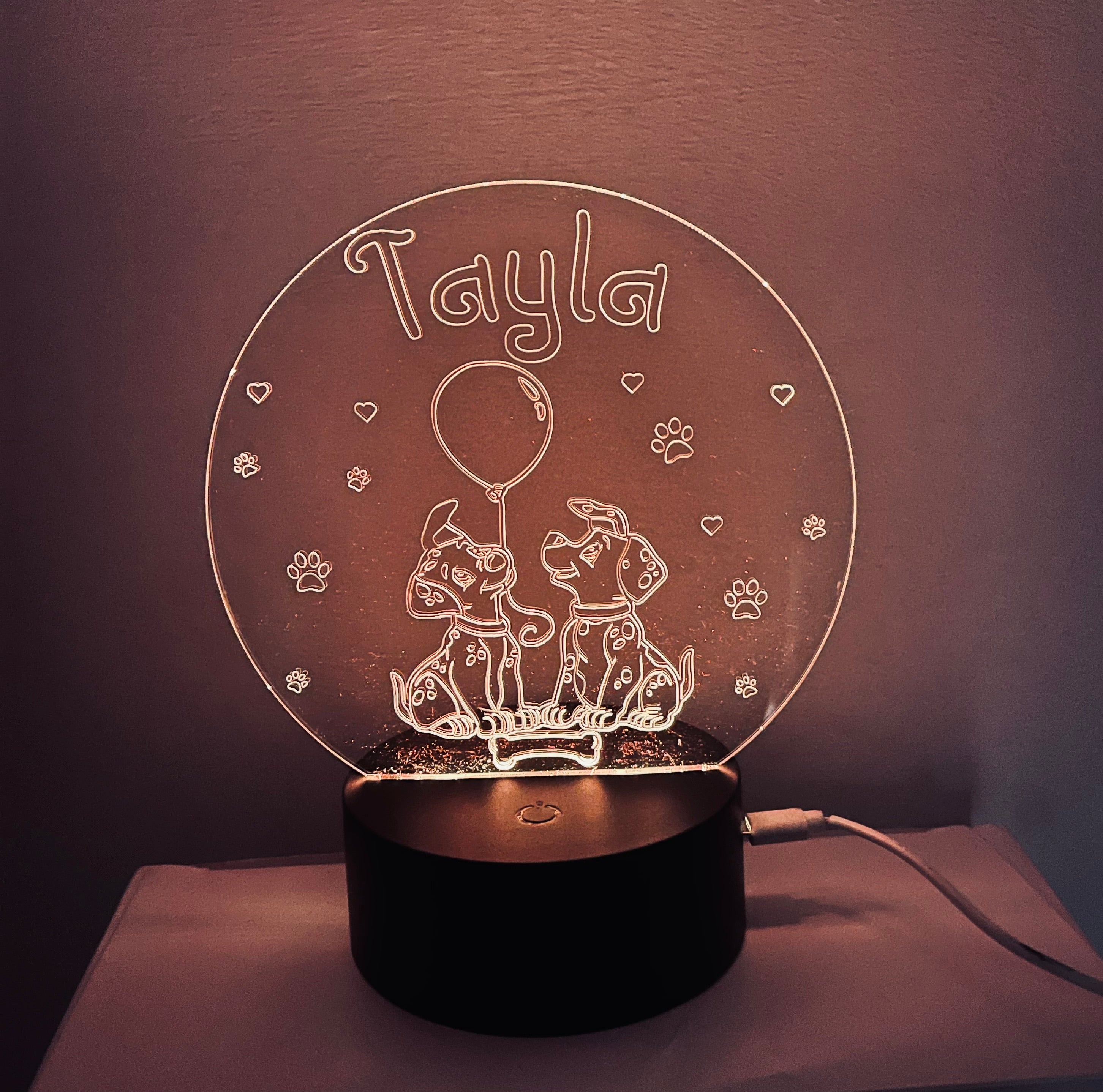 Dalmatian Themed LED Night Light - Comes Fully Personalised. Unique Gift Idea