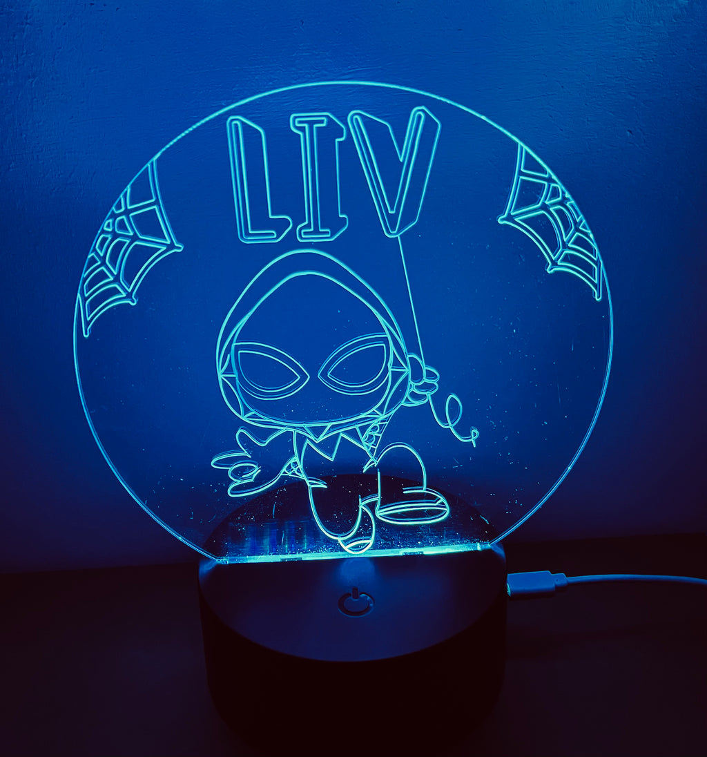Ghost Spidey Themed LED Night Light - Comes Fully Personalised. Unique Gift Idea