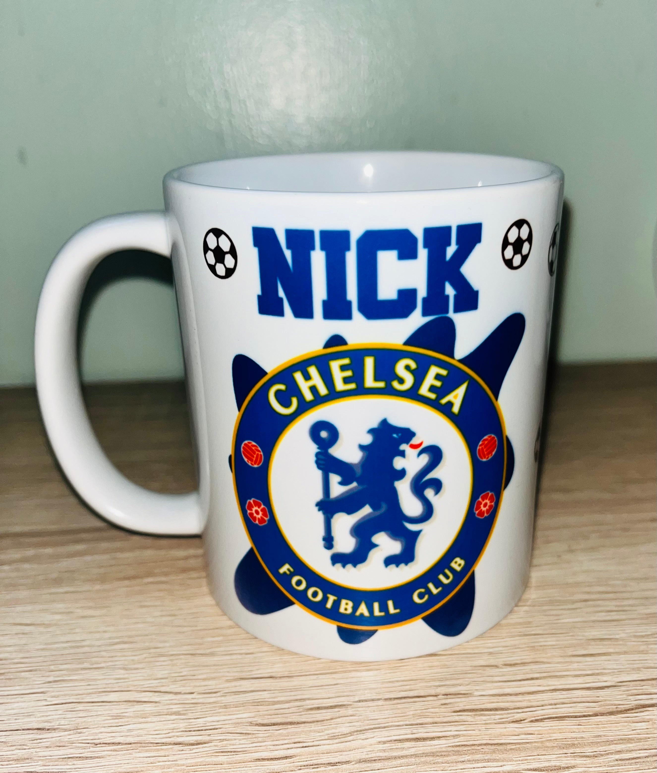 Football Themed Design Personalised Mug, Custom Mug, Customised Coffee Cup, Gift for Friend, Bridesmaid Gift, Tea Lover Gift, Birthday Gift