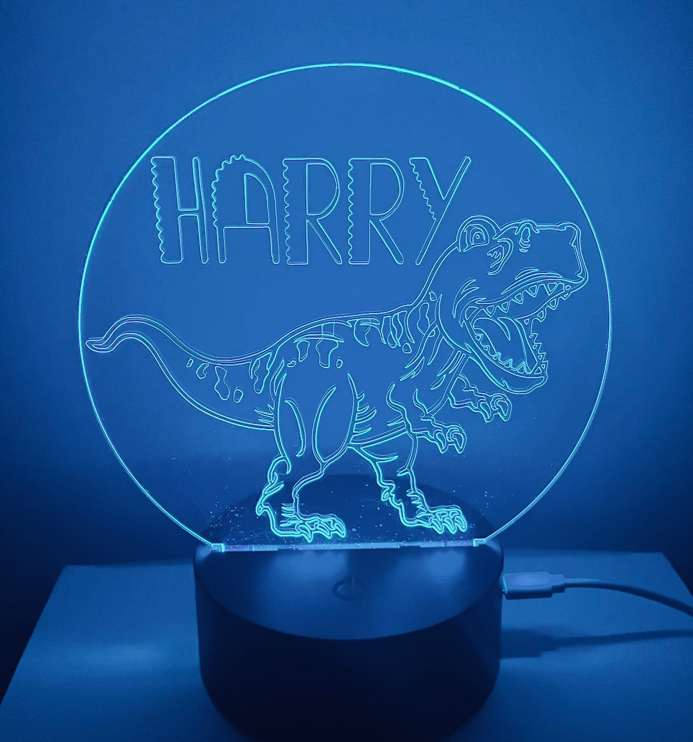Dinosaur Themed LED Night Light - Comes Fully Personalised. Unique Gift Idea