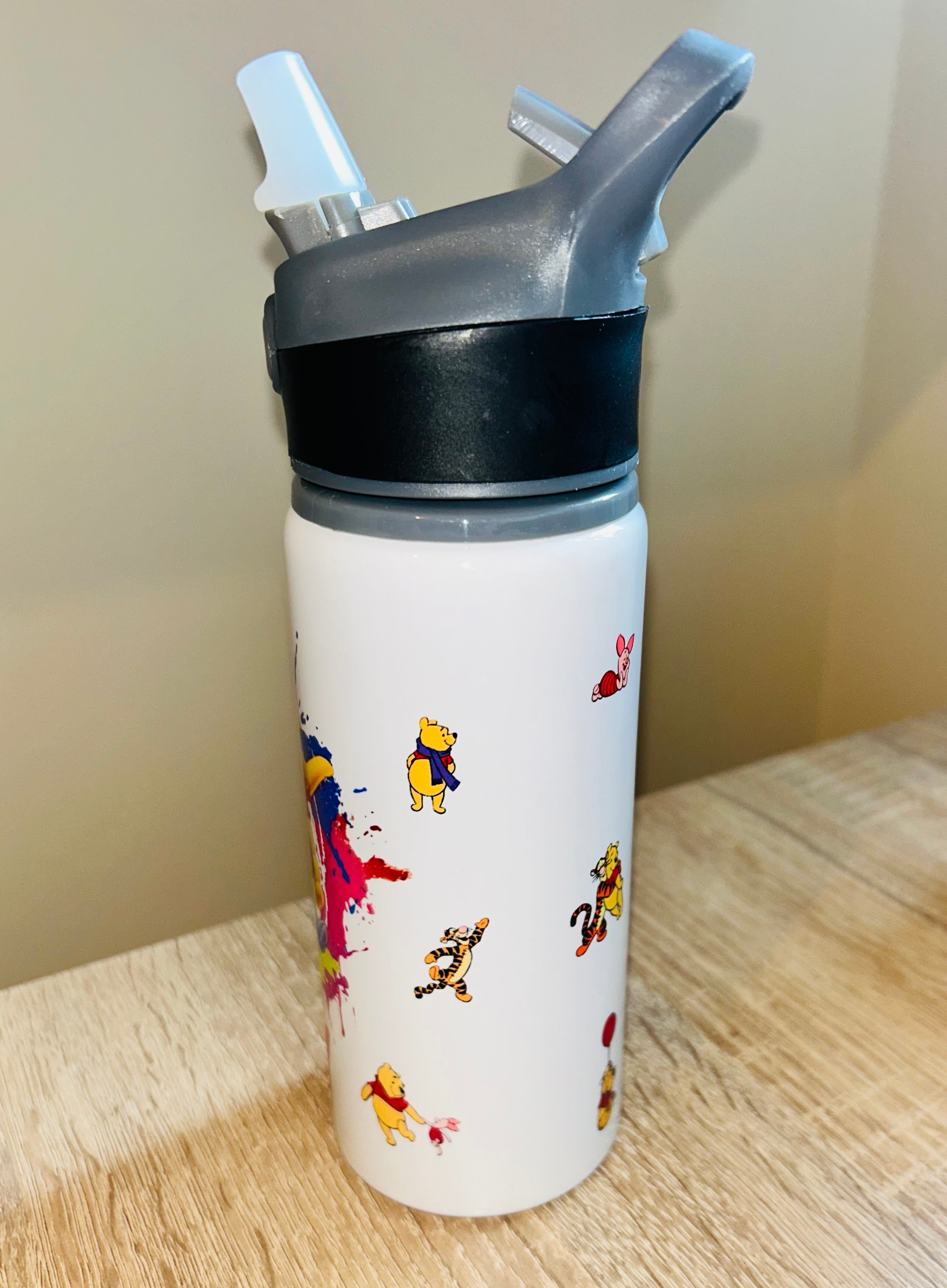 Character/Winnie the pooh Themed Personalised 600ml Aluminium Water Bottles - made with your favourite characters! School Water Bottle, Summer Ready.