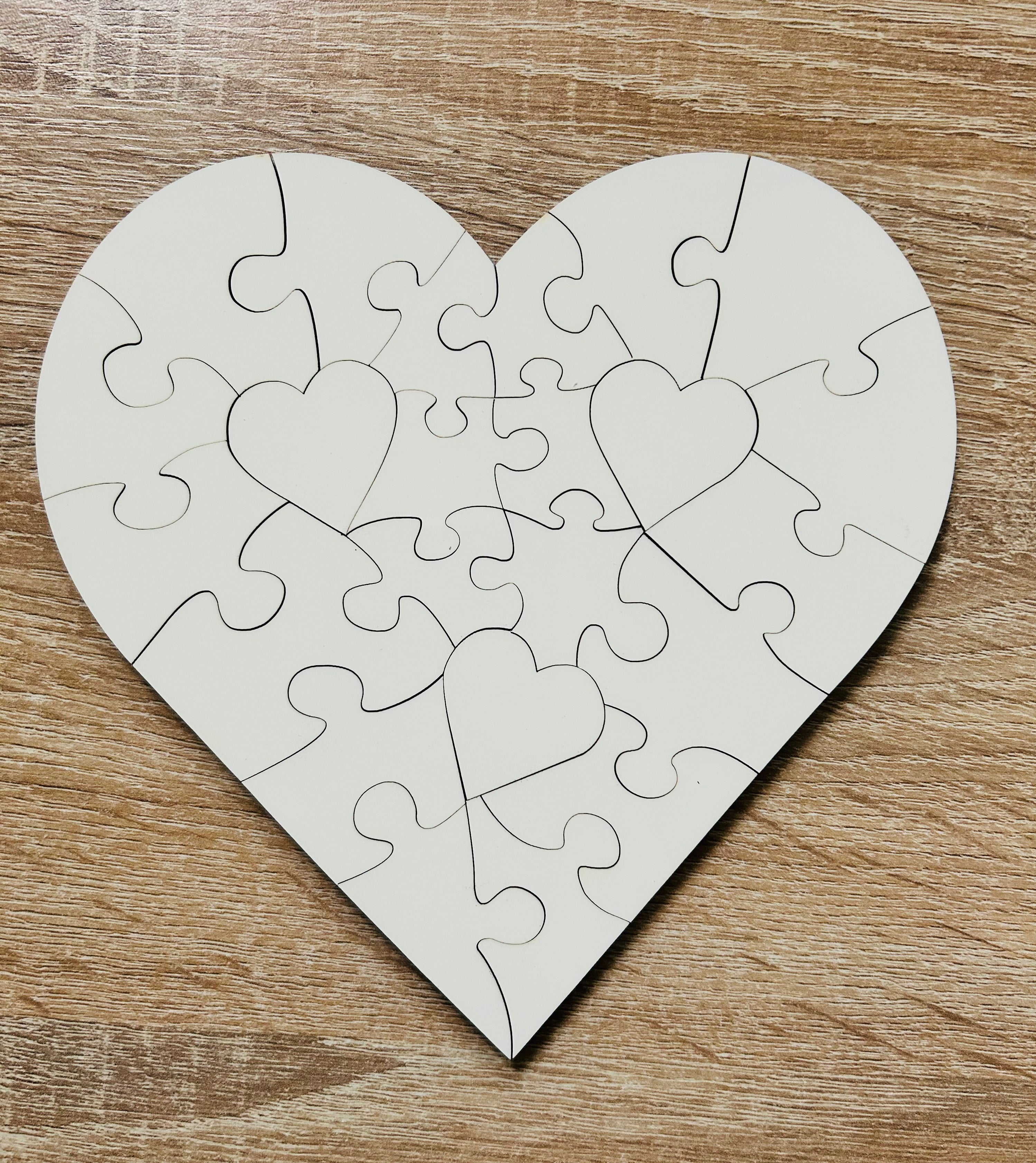 Bunny Themed Personalised Jigsaw Puzzle, Children's Custom Jigsaw, 24 Piece Wooden Puzzle, Birthday gift,  Personalised Gift. Heart Shape