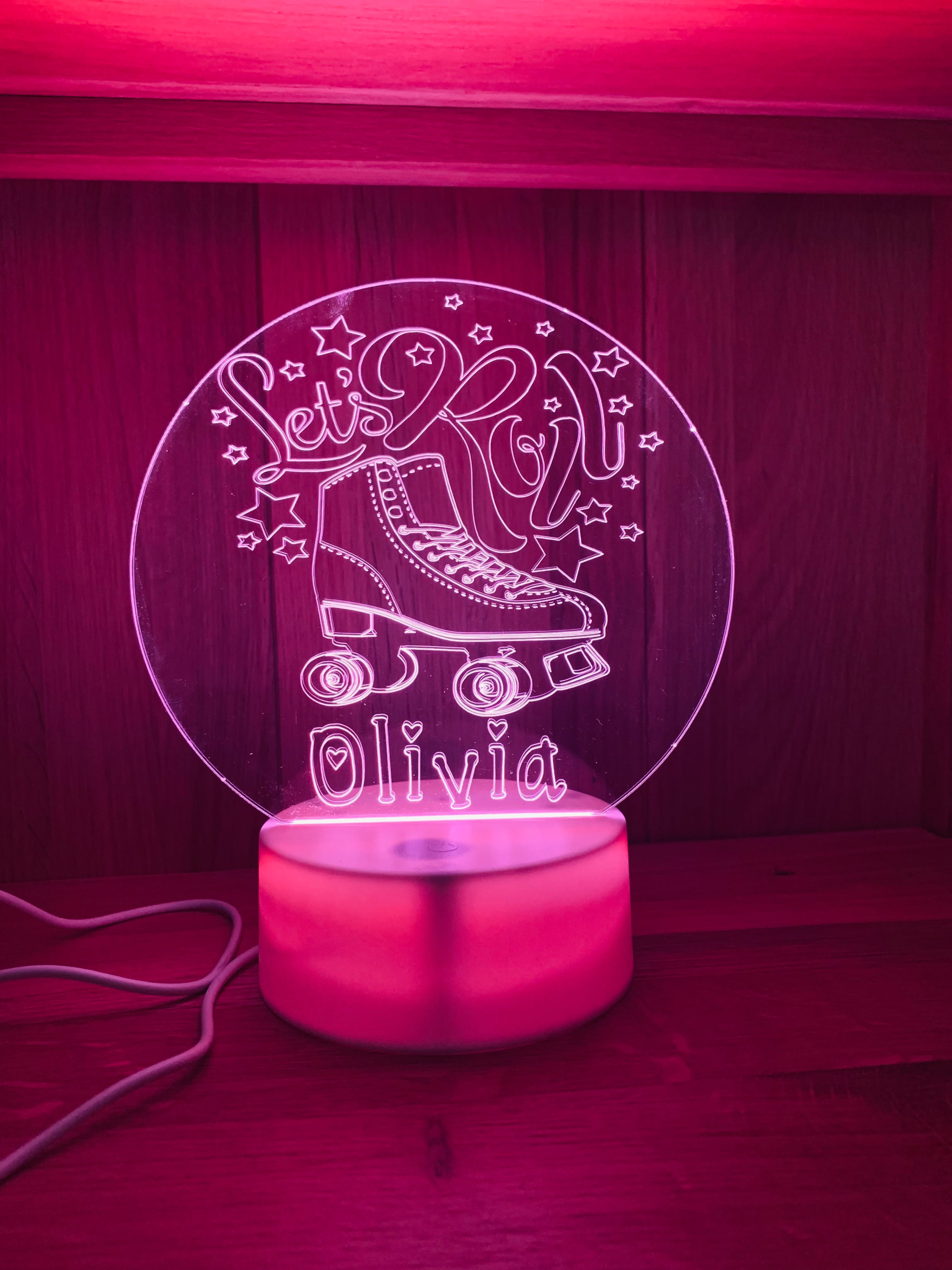 Roller Skating Themed LED Night Light - Comes Fully Personalised. Unique Gift Idea