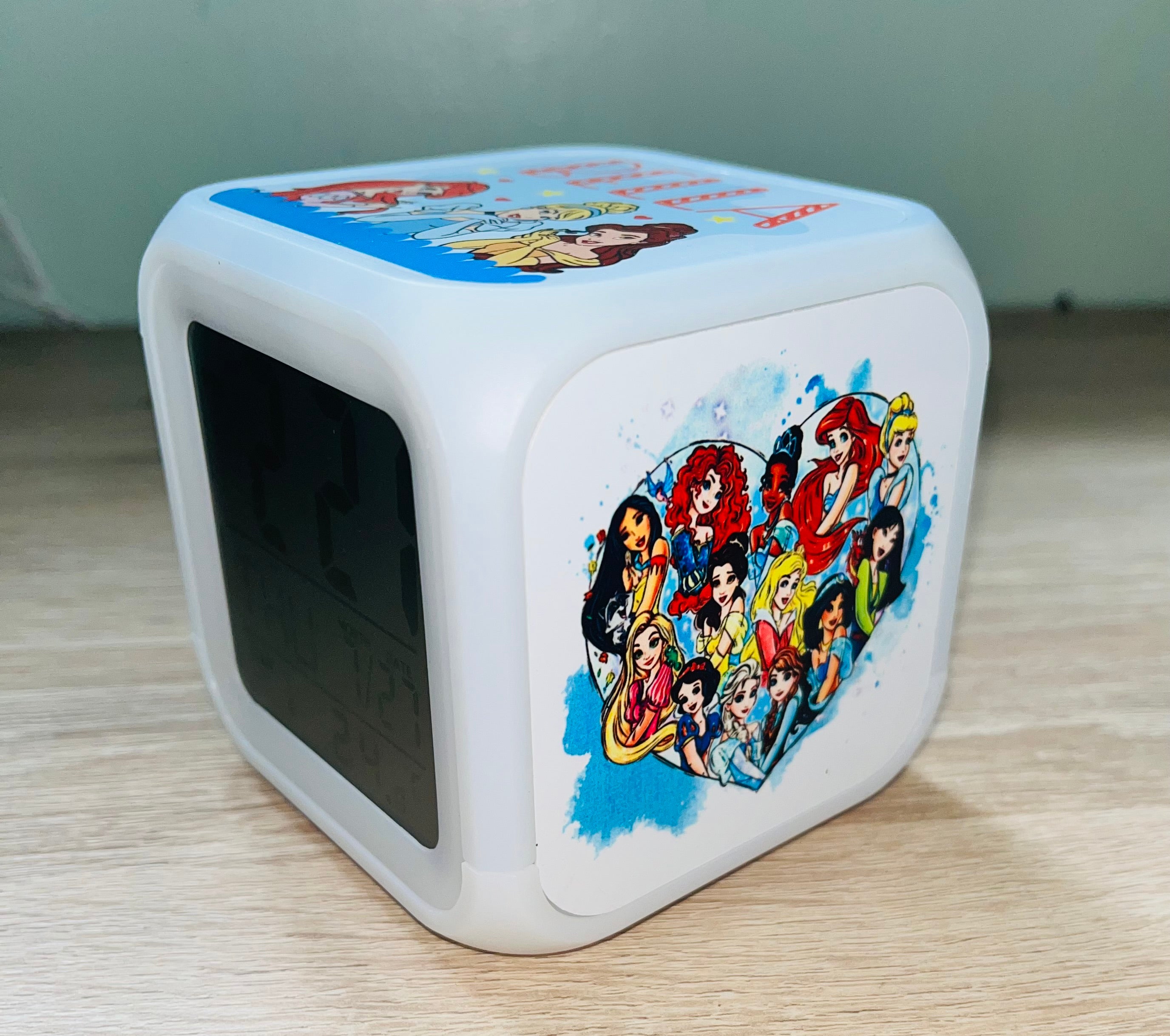 Princess Design Personalised LED Cube Digital Alarm Clock - Colour Changing/Great Gift Idea