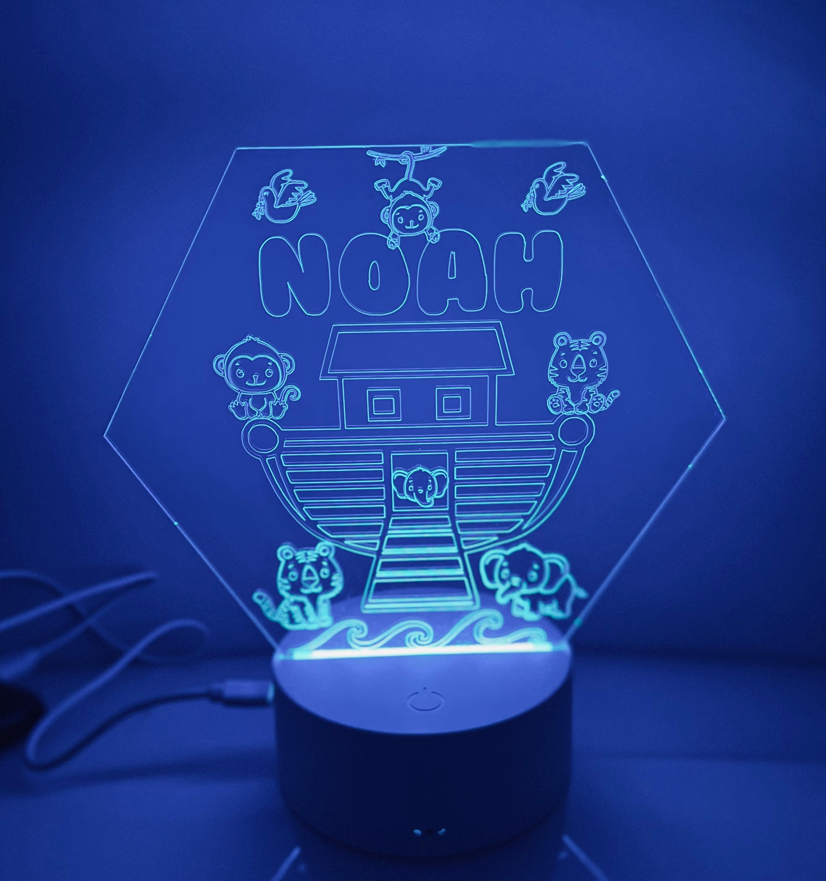 Noah’s Ark Themed LED Night Light - Comes Fully Personalised. Unique Gift Idea