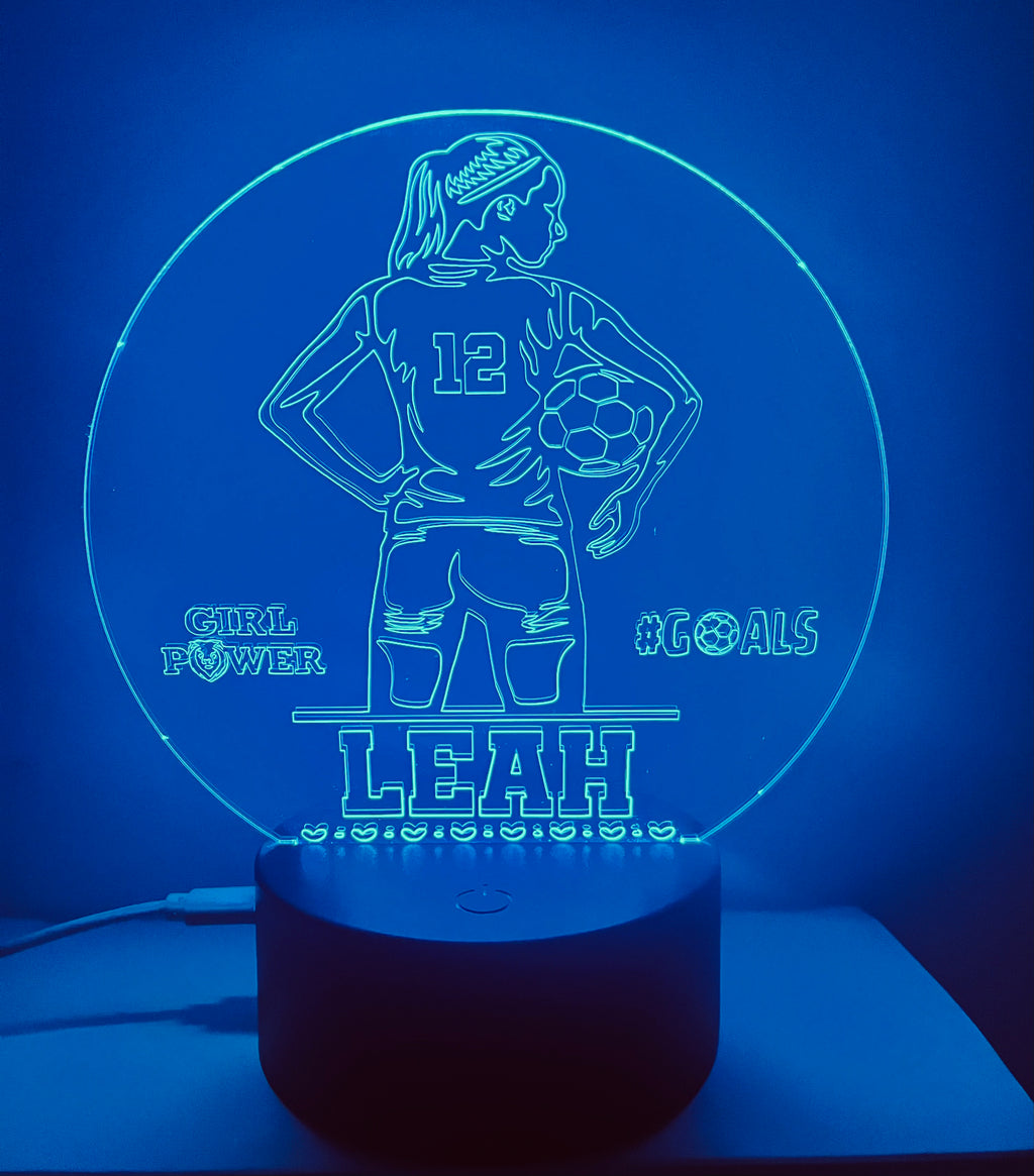 Women’s Football Themed LED Night Light - Comes Fully Personalised. Unique Gift Idea