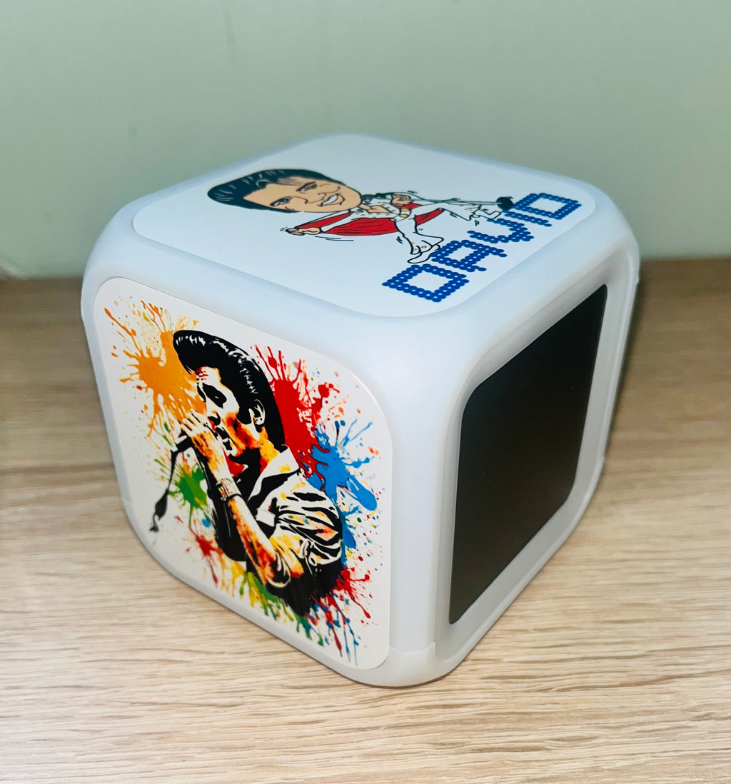 Elvis/Music Design Personalised LED Cube Digital Alarm Clock - Colour Changing/Great Gift Idea