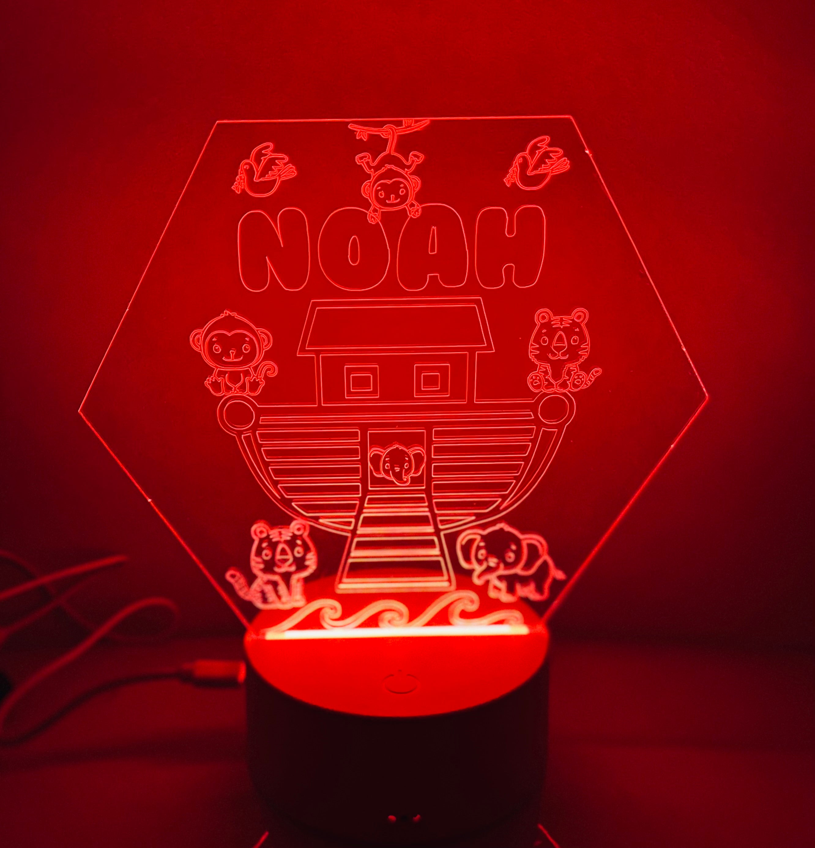 Noah’s Ark Themed LED Night Light - Comes Fully Personalised. Unique Gift Idea
