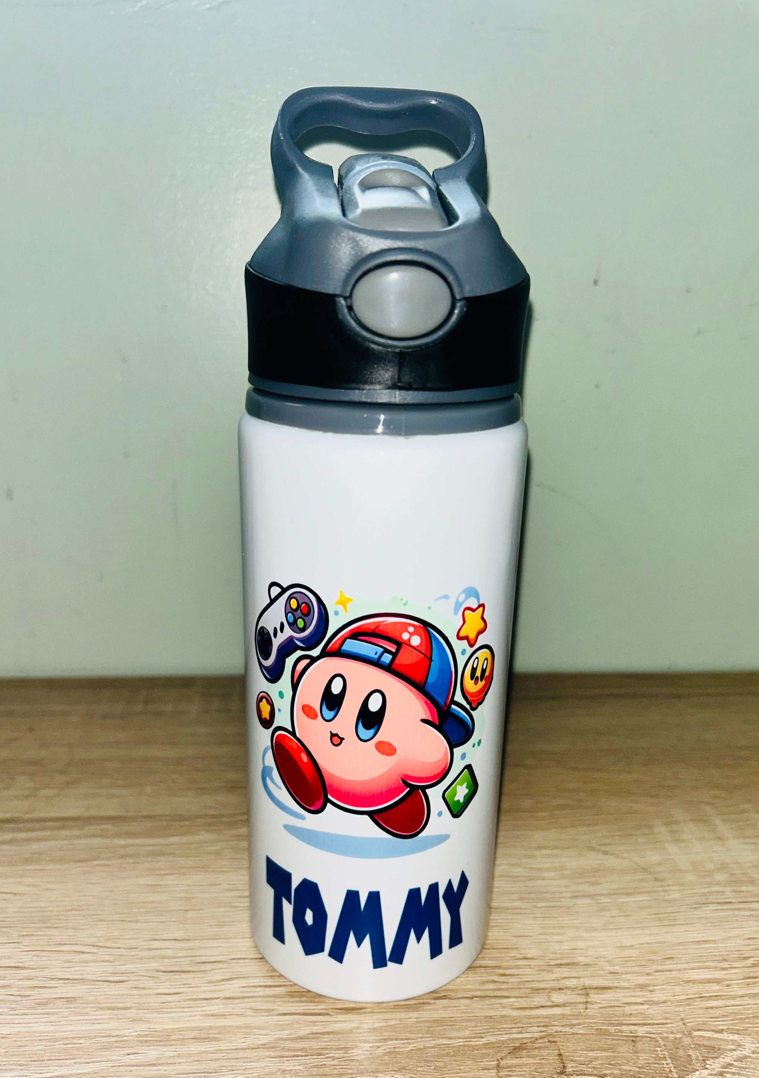 Character/Kirby Themed Personalised 600ml Aluminium Water Bottles - made with your favourite characters! School Water Bottle, Summer Ready.