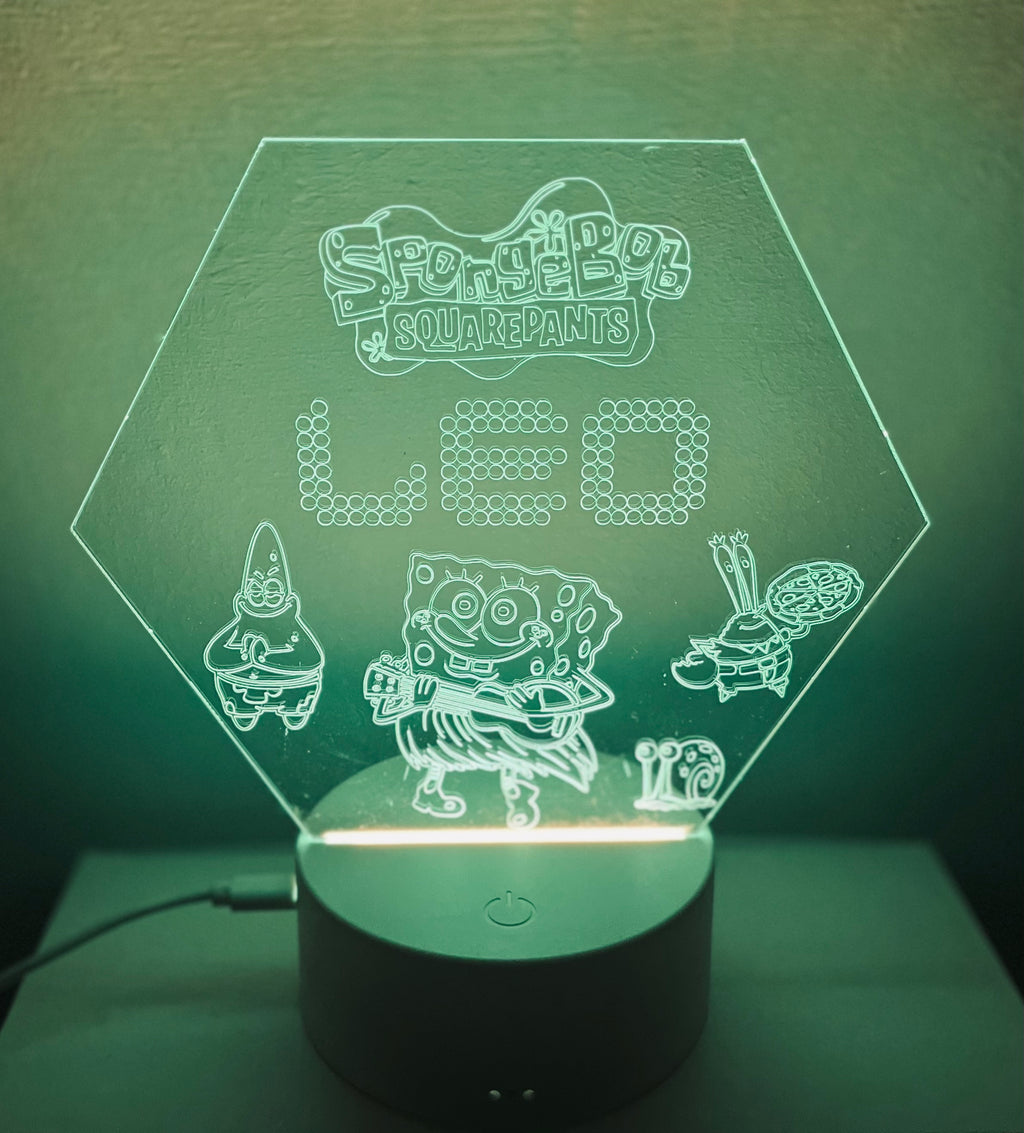 Character/Spongebob Themed LED Night Light - Comes Fully Personalised. Unique Gift Idea
