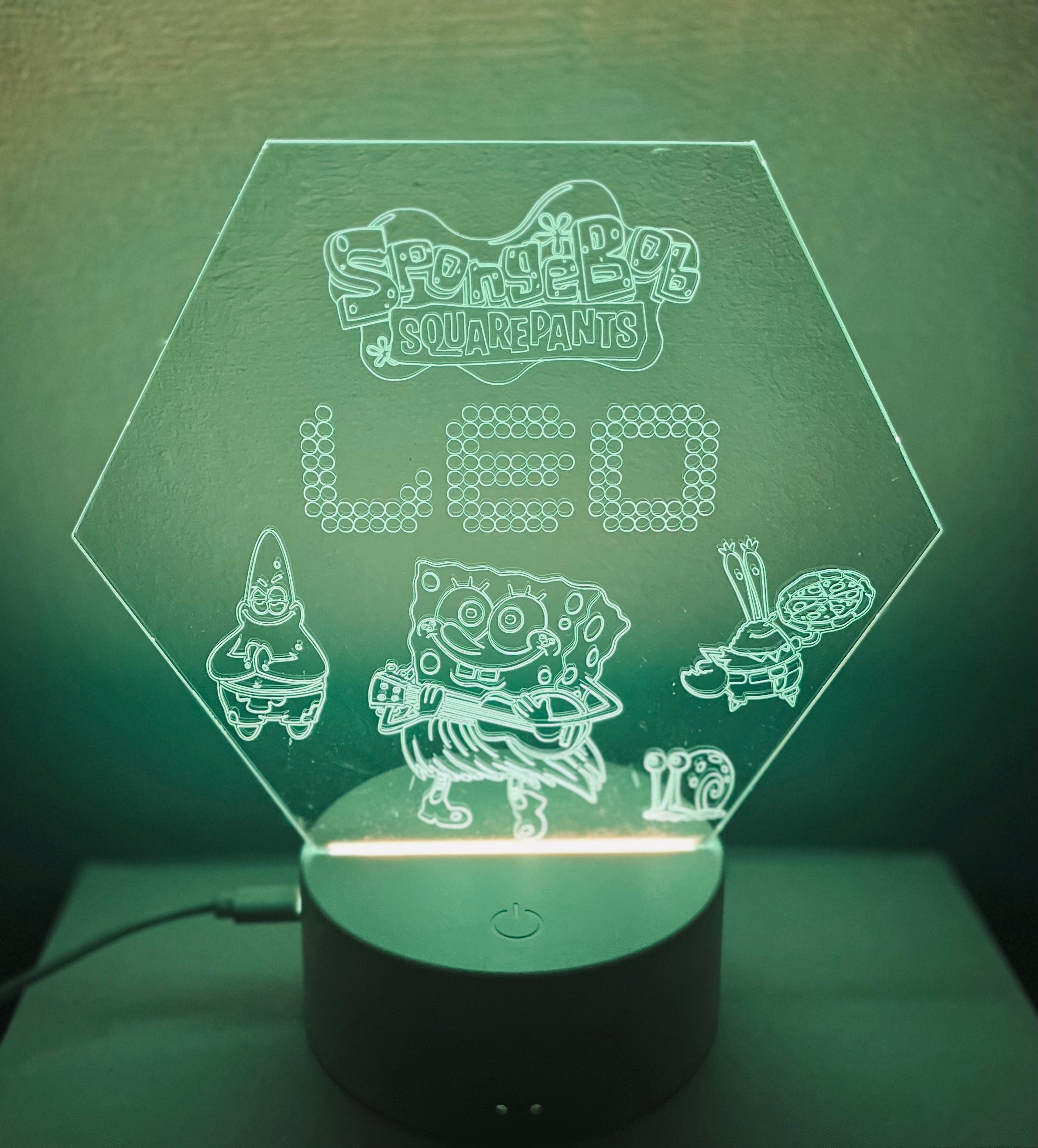 Character/Spongebob Themed LED Night Light - Comes Fully Personalised. Unique Gift Idea
