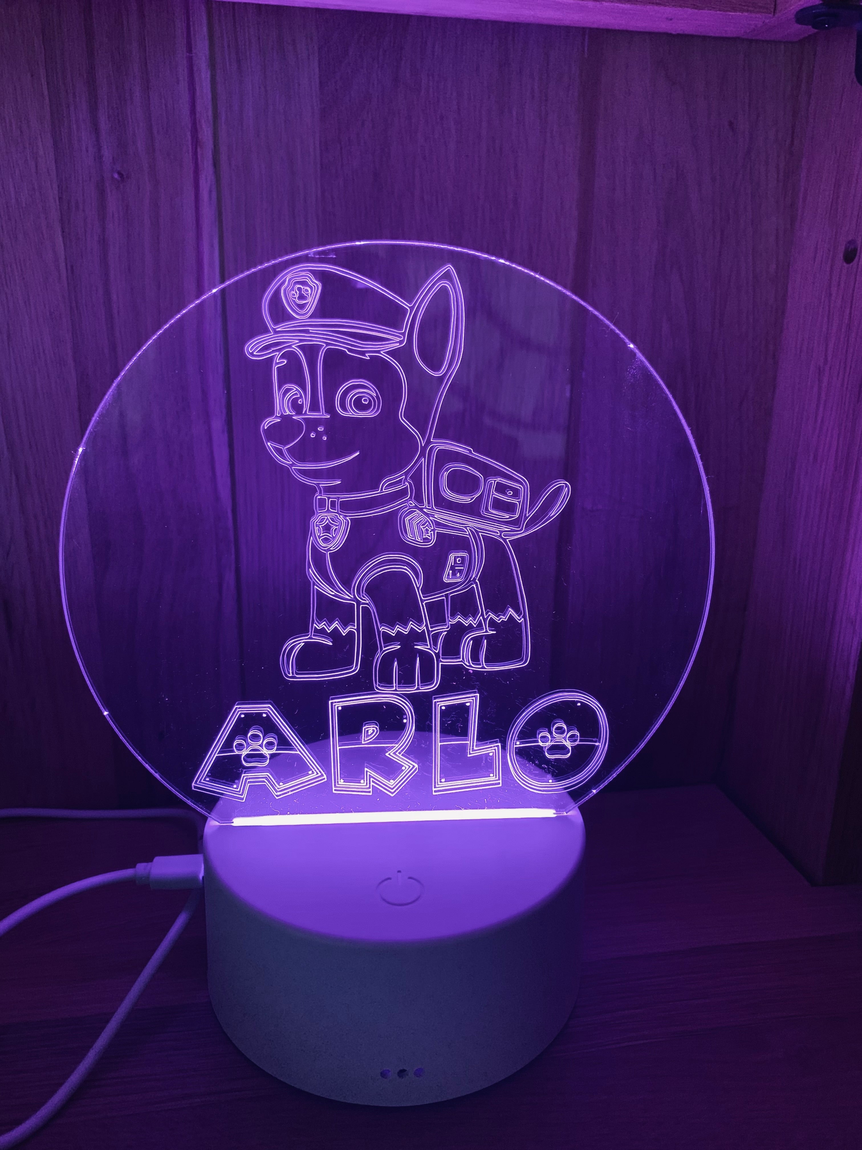 Character/Dog Themed LED Night Light - Comes Fully Personalised. Unique Gift Idea