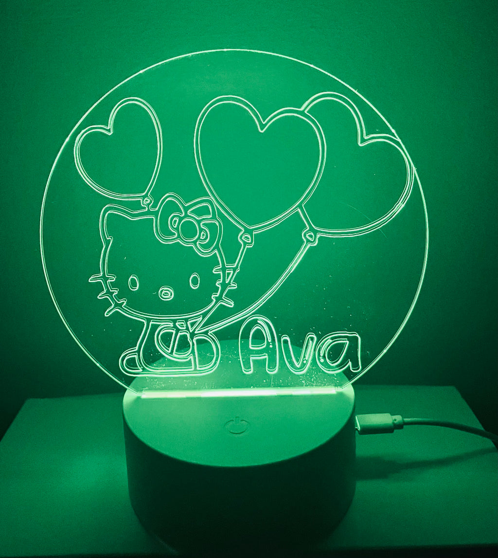 Character/Hello Kitty Themed LED Night Light - Comes Fully Personalised. Unique Gift Idea