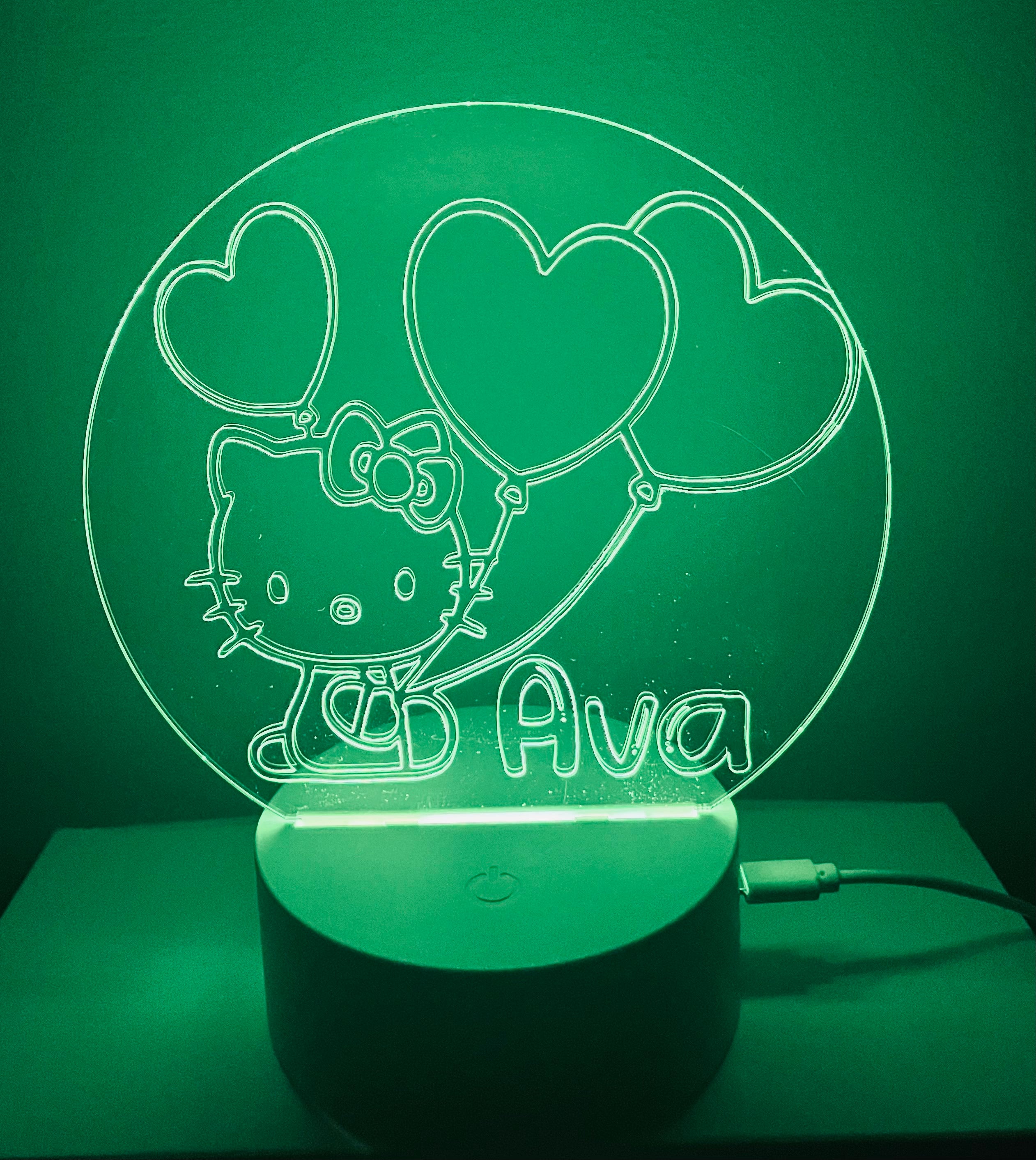 Character/Hello Kitty Themed LED Night Light - Comes Fully Personalised. Unique Gift Idea