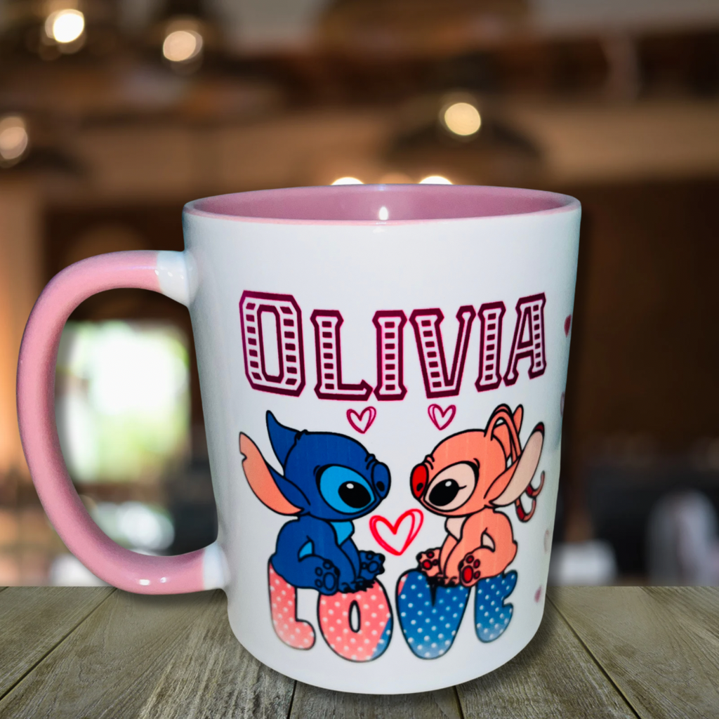 Stitch & Angel Themed Design Personalised Mug, Custom Mug, Customised Coffee Cup, Gift for Friend, Bridesmaid Gift, Tea Lover Gift, Birthday Gift
