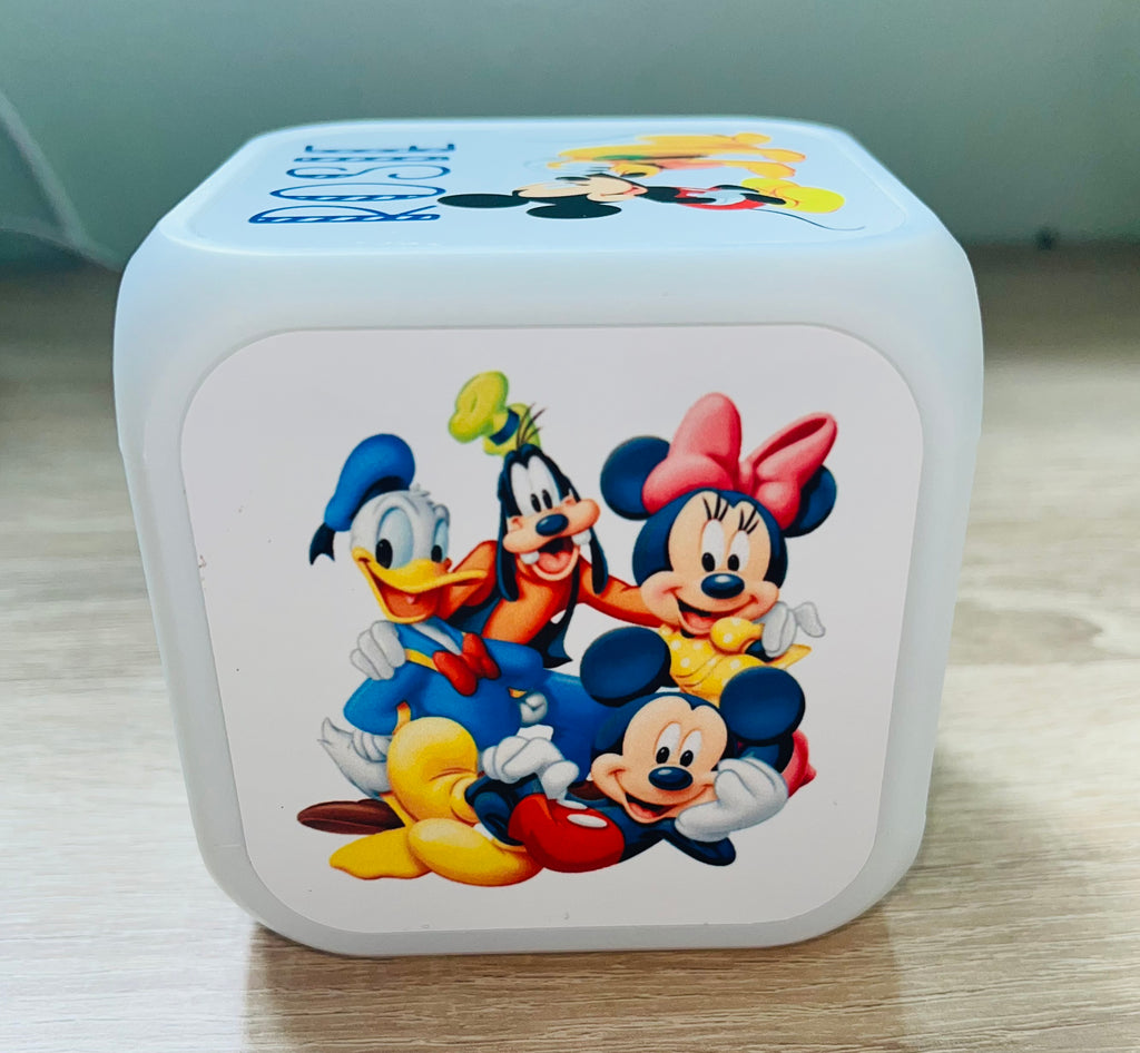 Mickey & Friends Design Personalised LED Cube Digital Alarm Clock - Colour Changing/Great Gift Idea