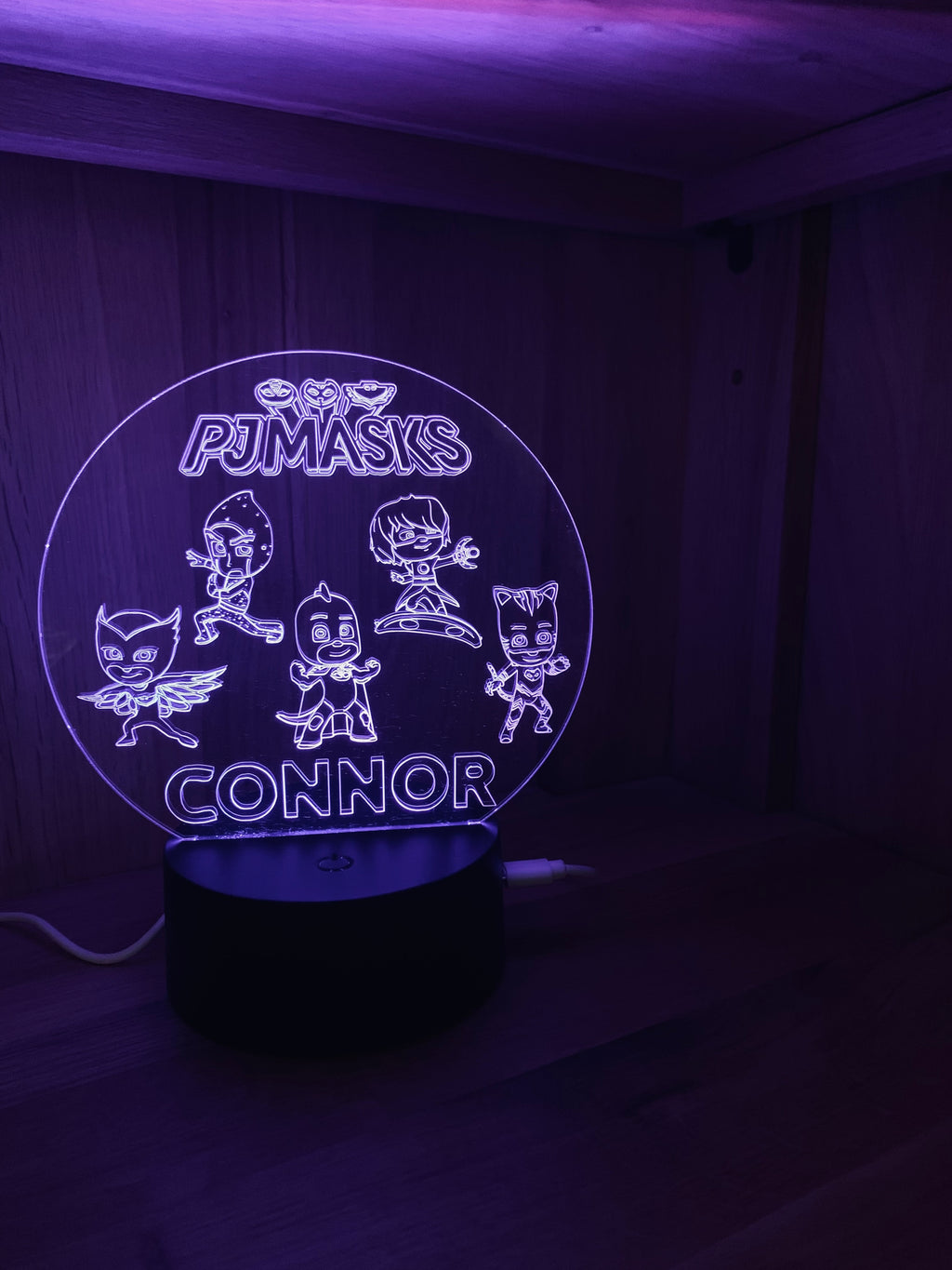 Character/PJ Masks Themed LED Night Light - Comes Fully Personalised. Unique Gift Idea