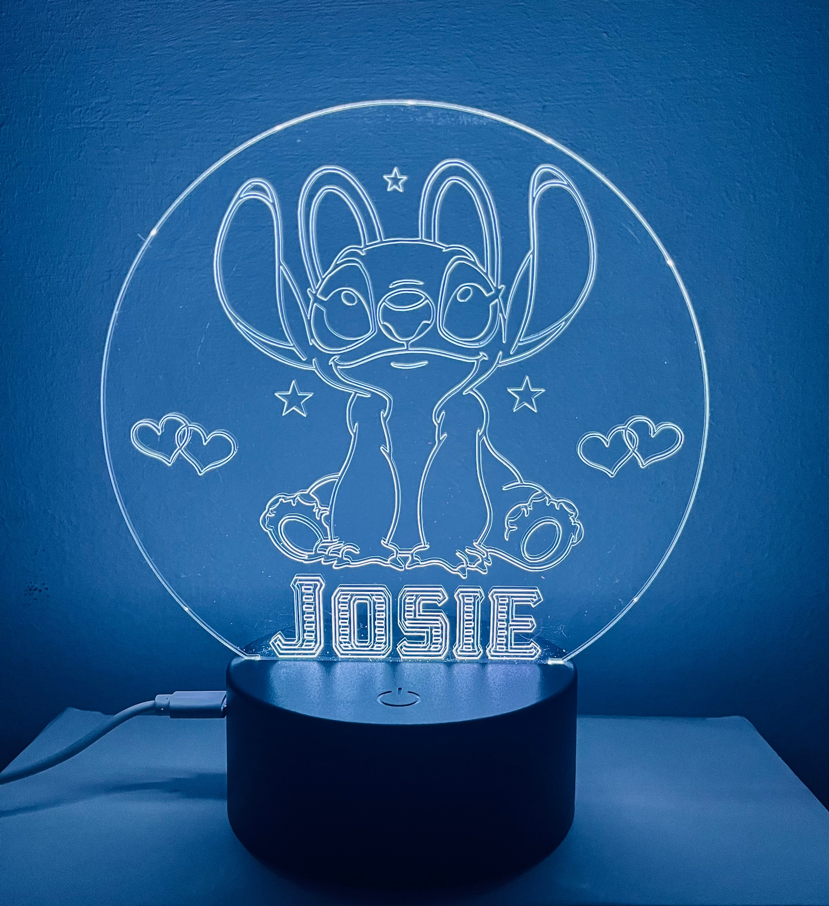 Angel from Stitch Themed LED Night Light - Comes Fully Personalised. Unique Gift Idea