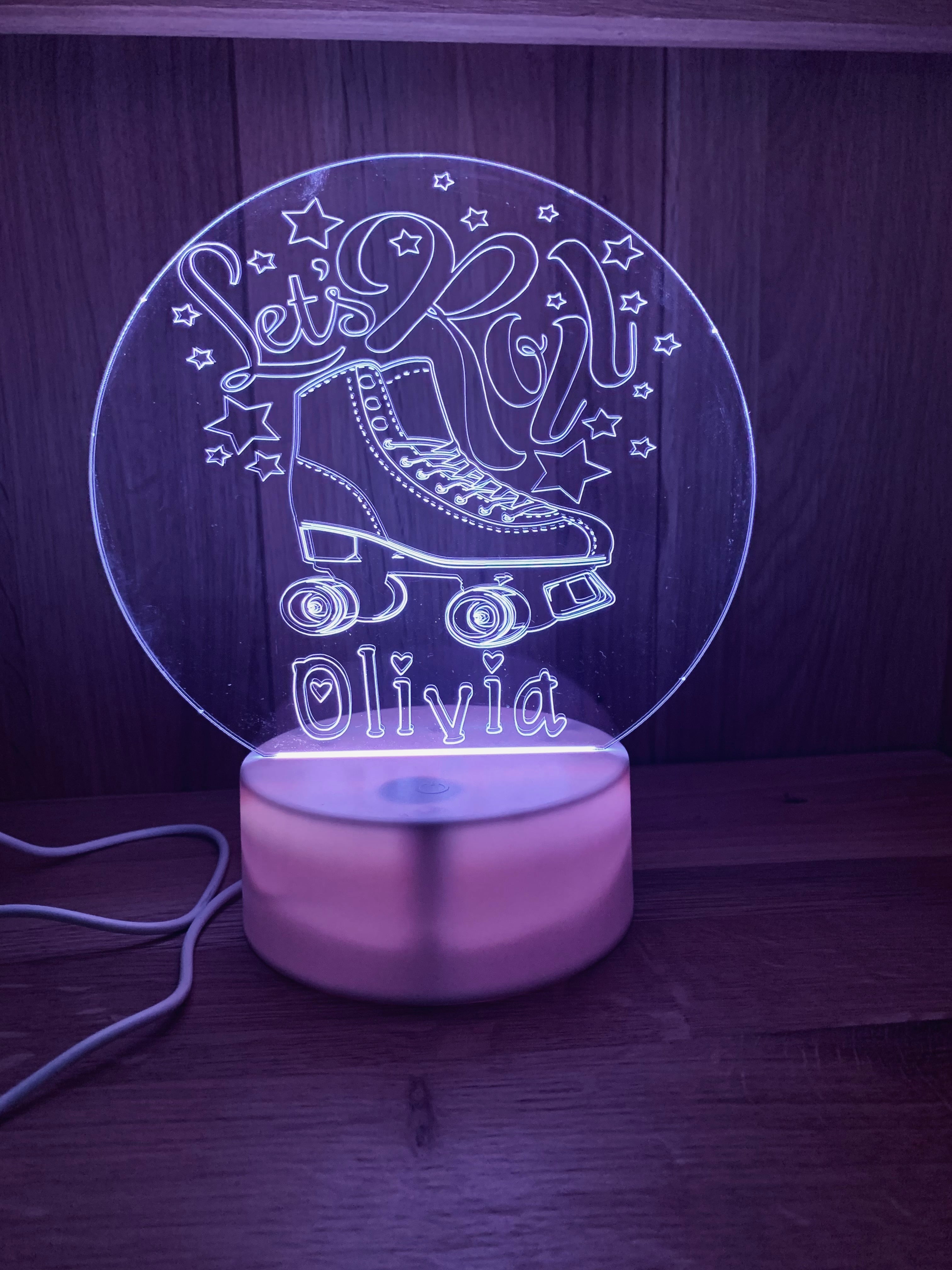 Roller Skating Themed LED Night Light - Comes Fully Personalised. Unique Gift Idea