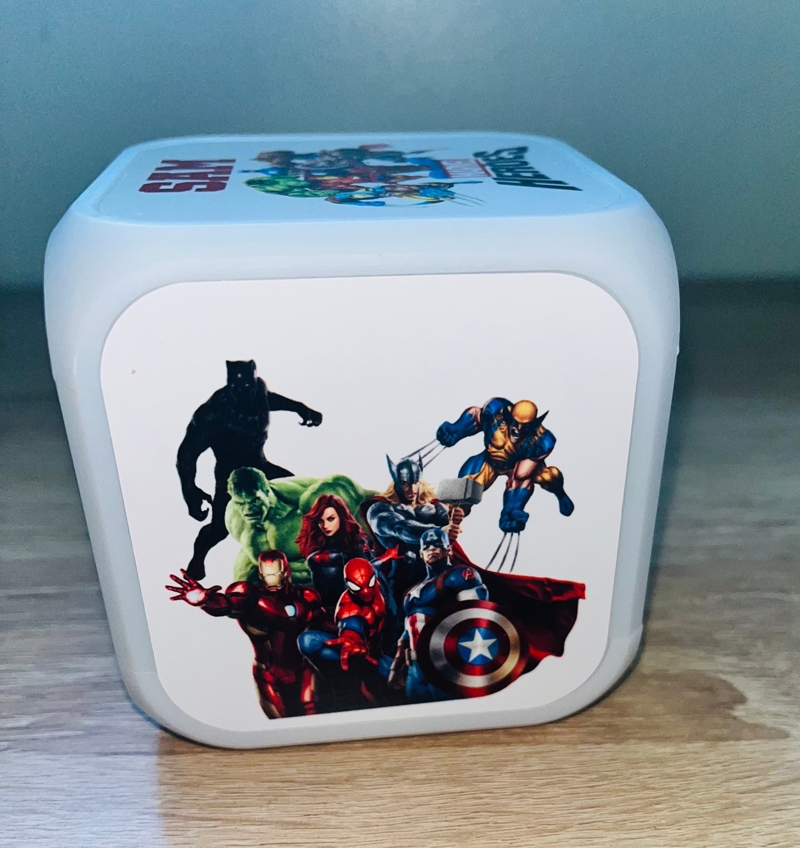 Superheroes  Design Personalised LED Cube Digital Alarm Clock - Colour Changing/Great Gift Idea