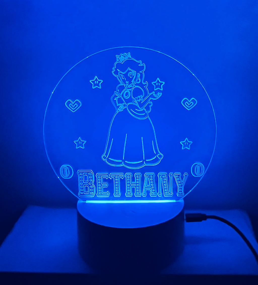 Character/Princess Peach Themed LED Night Light - Comes Fully Personalised. Unique Gift Idea