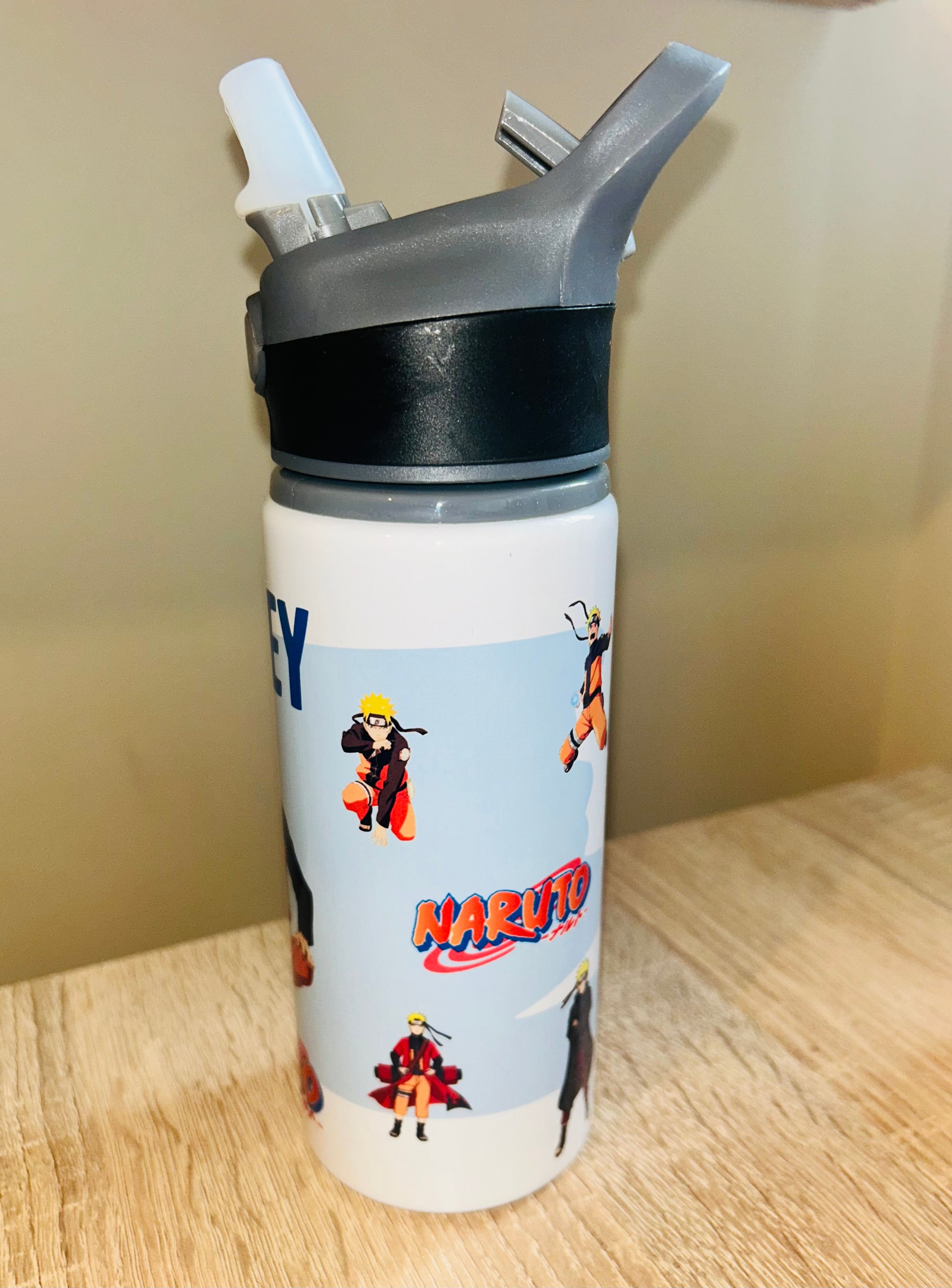 Character/Naruto Themed Personalised 600ml Aluminium Water Bottles - made with your favourite characters! School Water Bottle, Summer Ready.