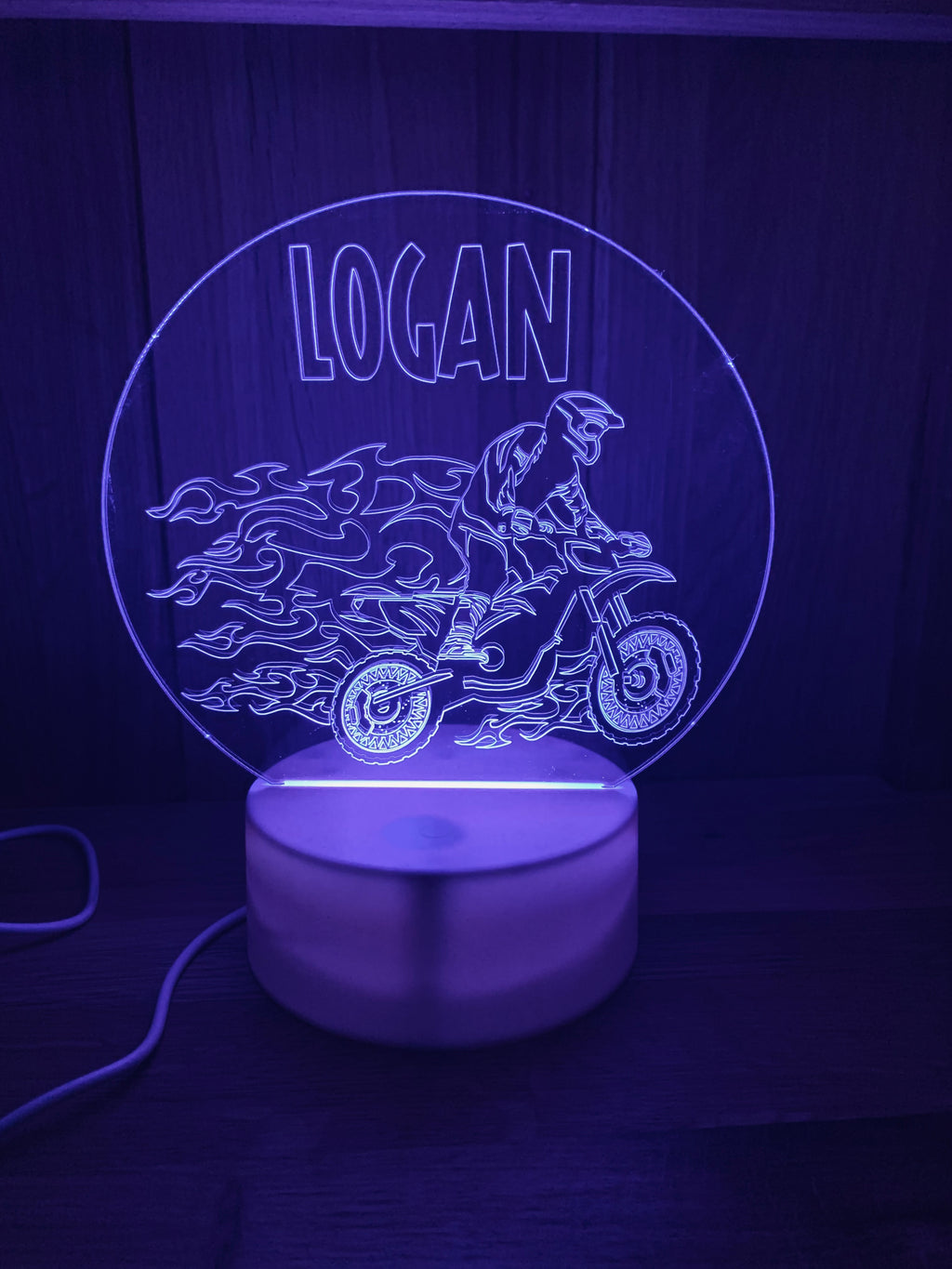 MotorCross Themed LED Night Light - Comes Fully Personalised. Unique Gift Idea