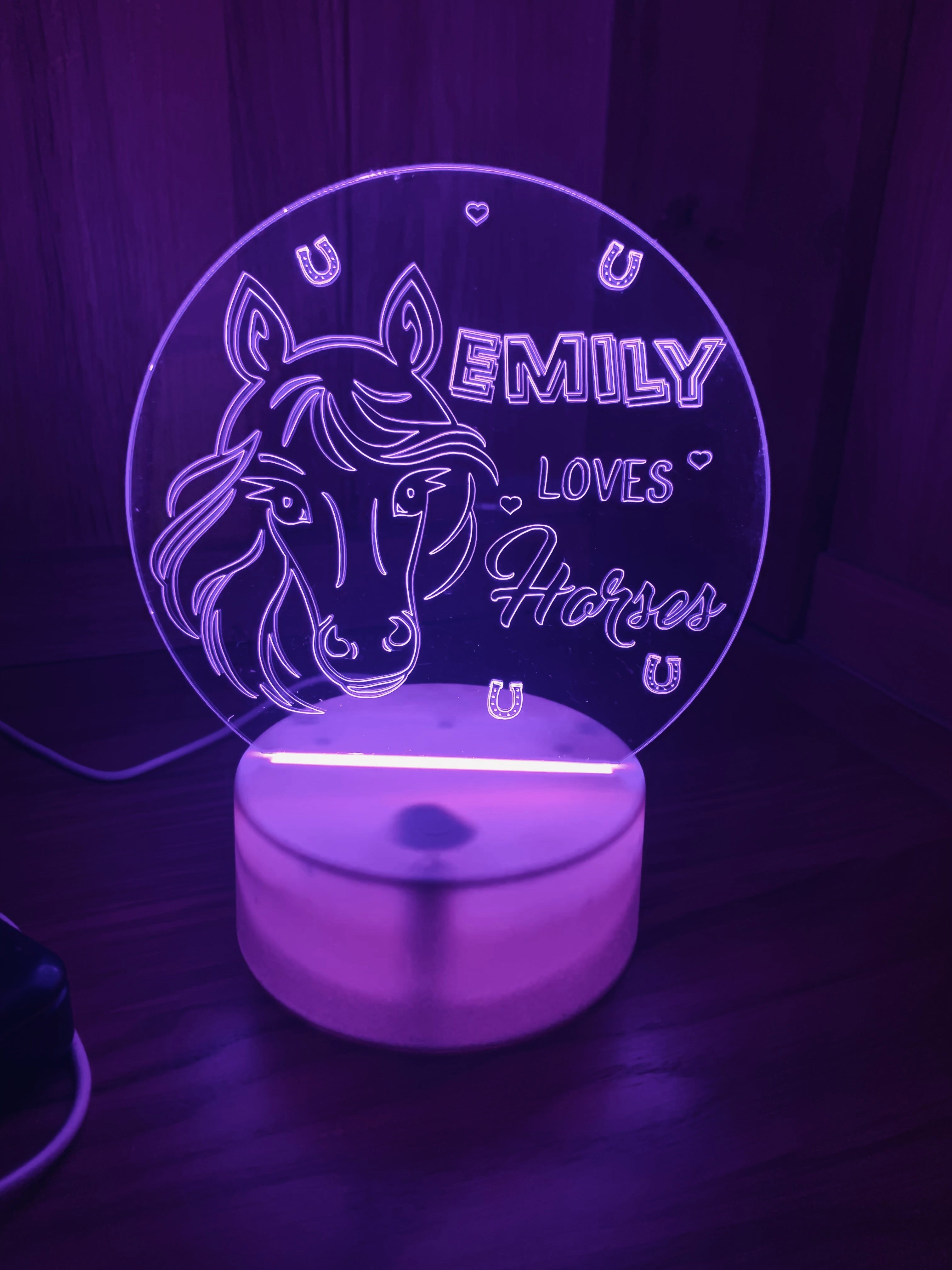 Horse Themed LED Night Light - Comes Fully Personalised. Unique Gift Idea