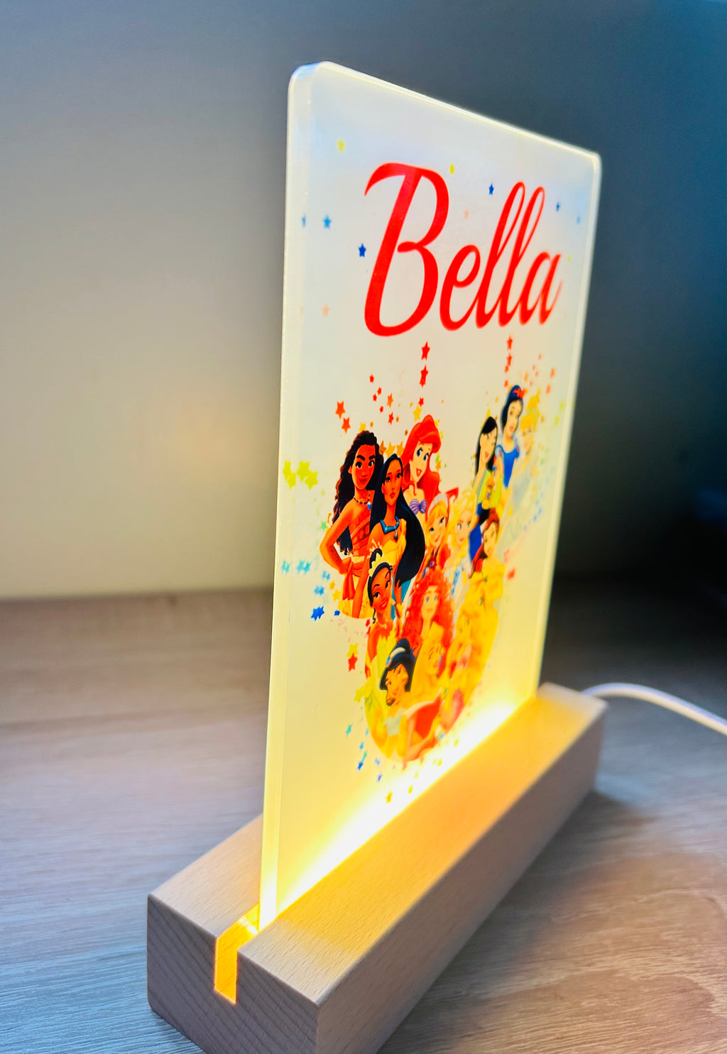 Princess Themed Sub LED Night Light - Comes Fully Personalised. Unique Gift Idea.  Perfect for Bedroom. Christmas/Birthday Gift.