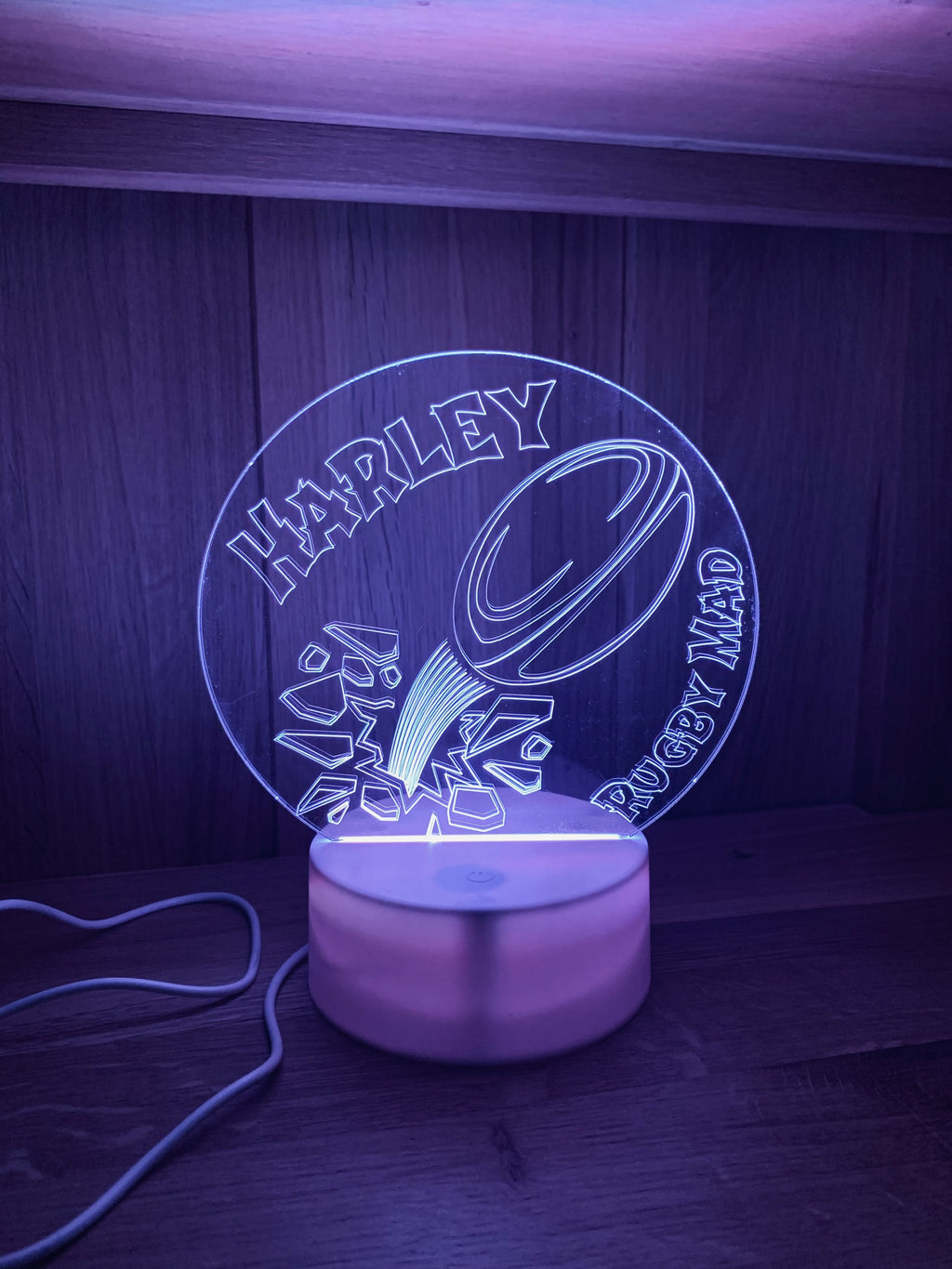 Rugby Themed LED Night Light - Comes Fully Personalised. Unique Gift Idea