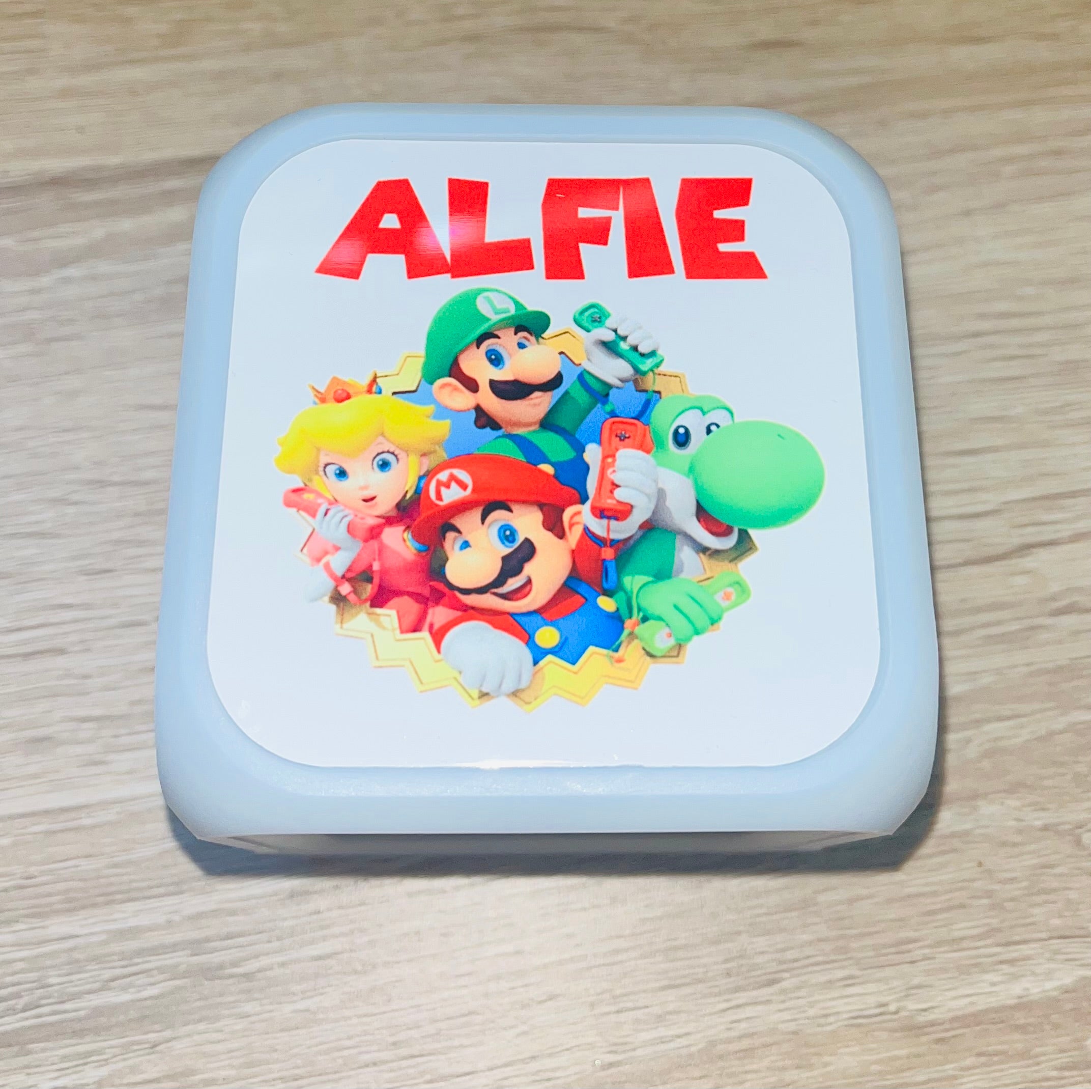 Character/Super Mario Design Personalised LED Cube Digital Alarm Clock - Colour Changing/Great Gift Idea