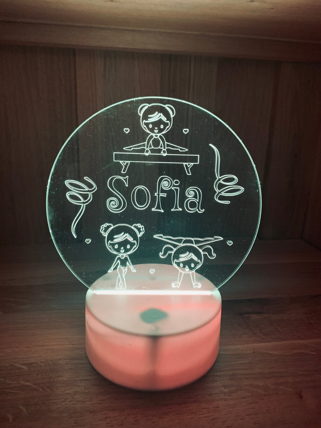 Gymnastics Themed LED Night Light - Comes Fully Personalised. Unique Gift Idea