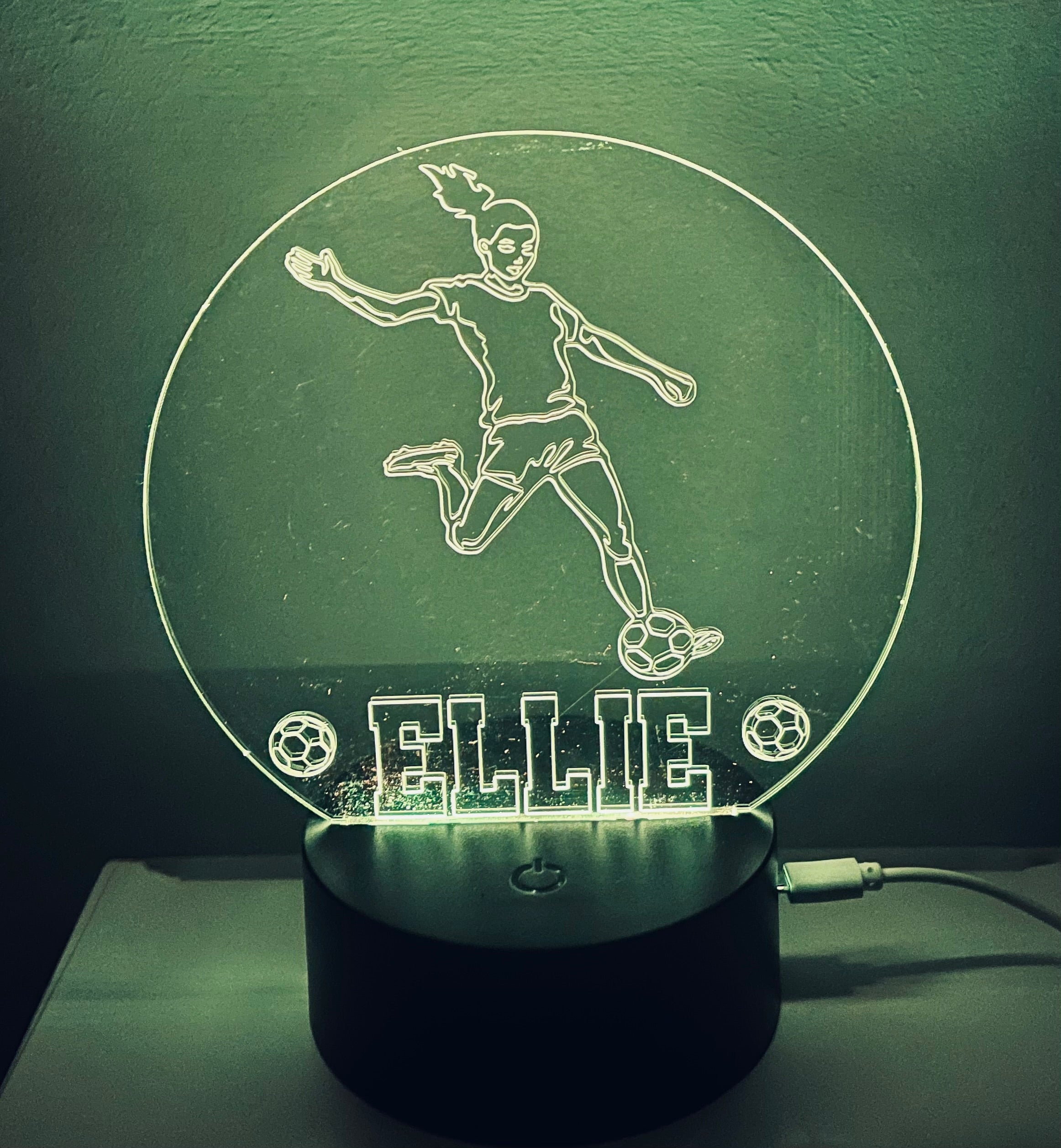 Women’s Football Themed LED Night Light - Comes Fully Personalised. Unique Gift Idea