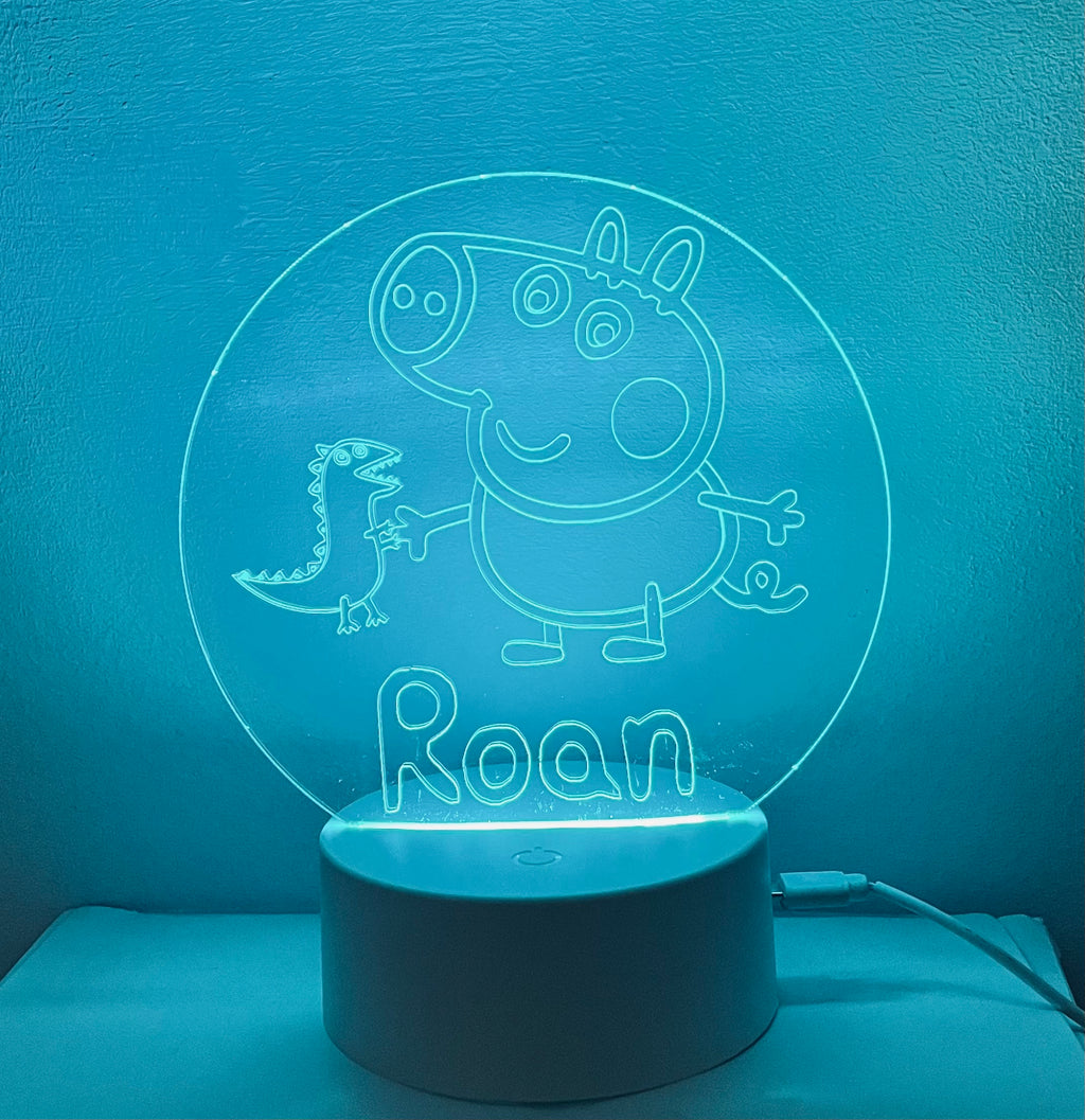 Character/George Pig Themed LED Night Light - Comes Fully Personalised. Unique Gift Idea