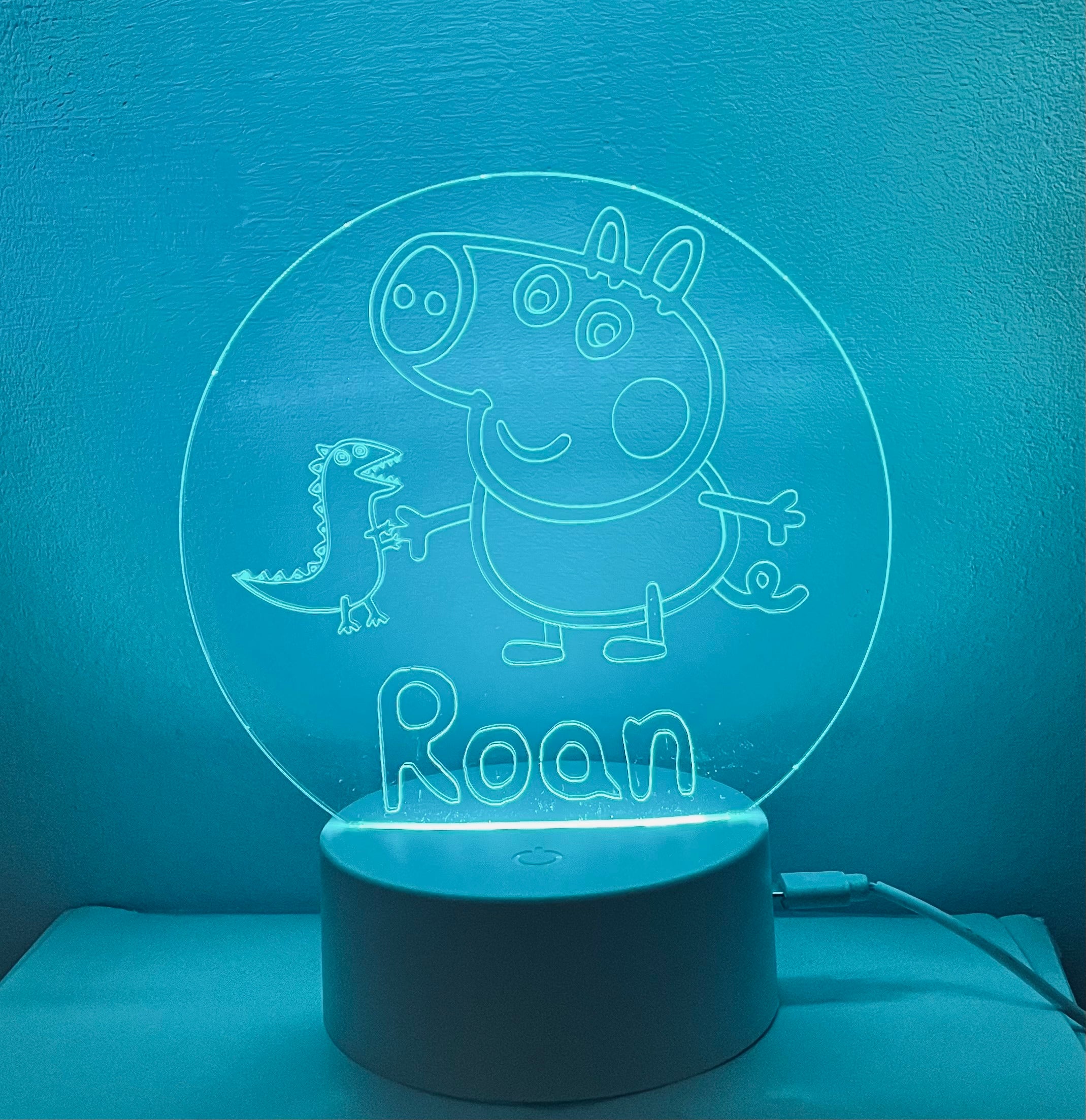 Character/George Pig Themed LED Night Light - Comes Fully Personalised. Unique Gift Idea