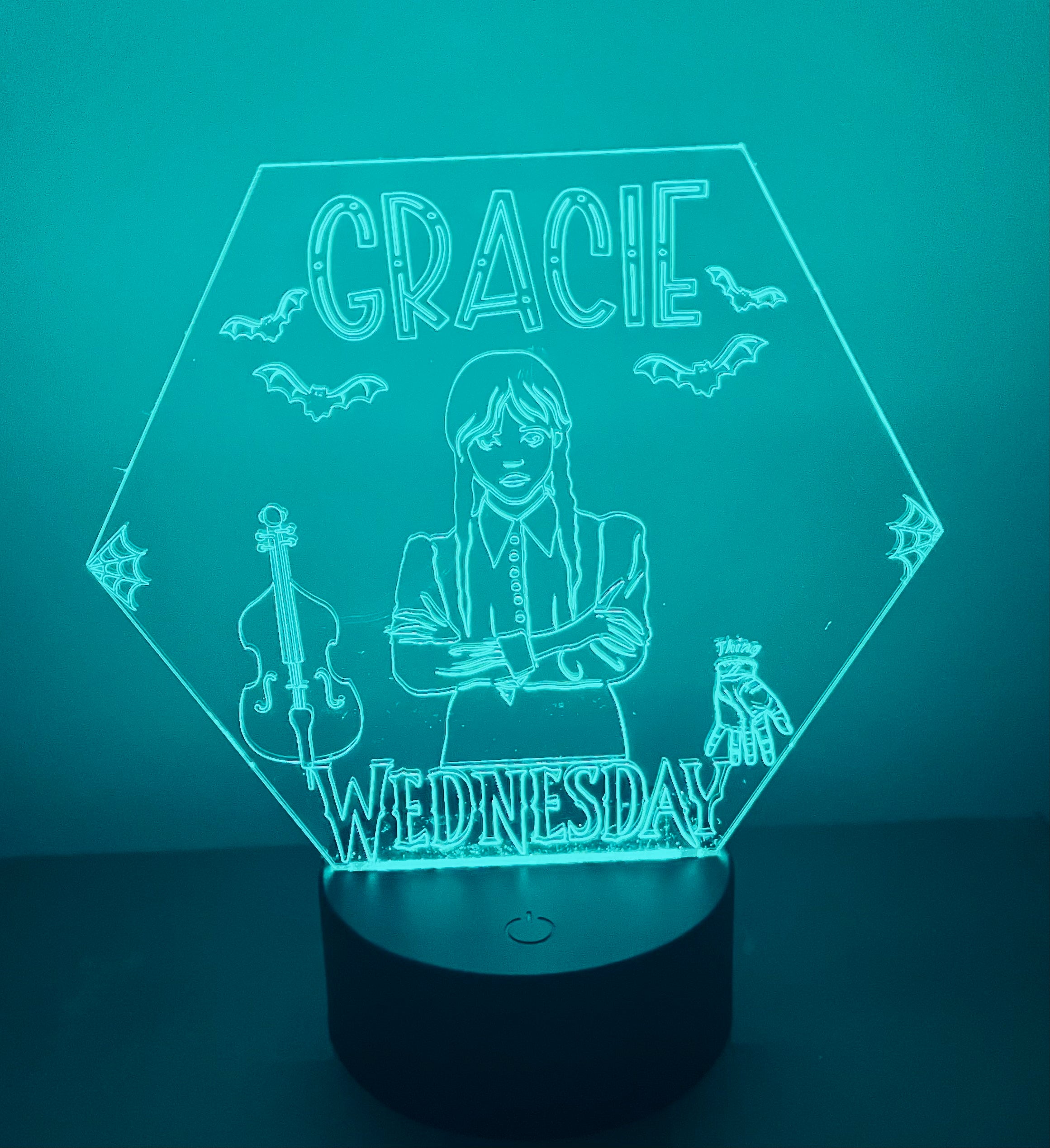 Wednesday Themed LED Night Light - Comes Fully Personalised. Unique Gift Idea