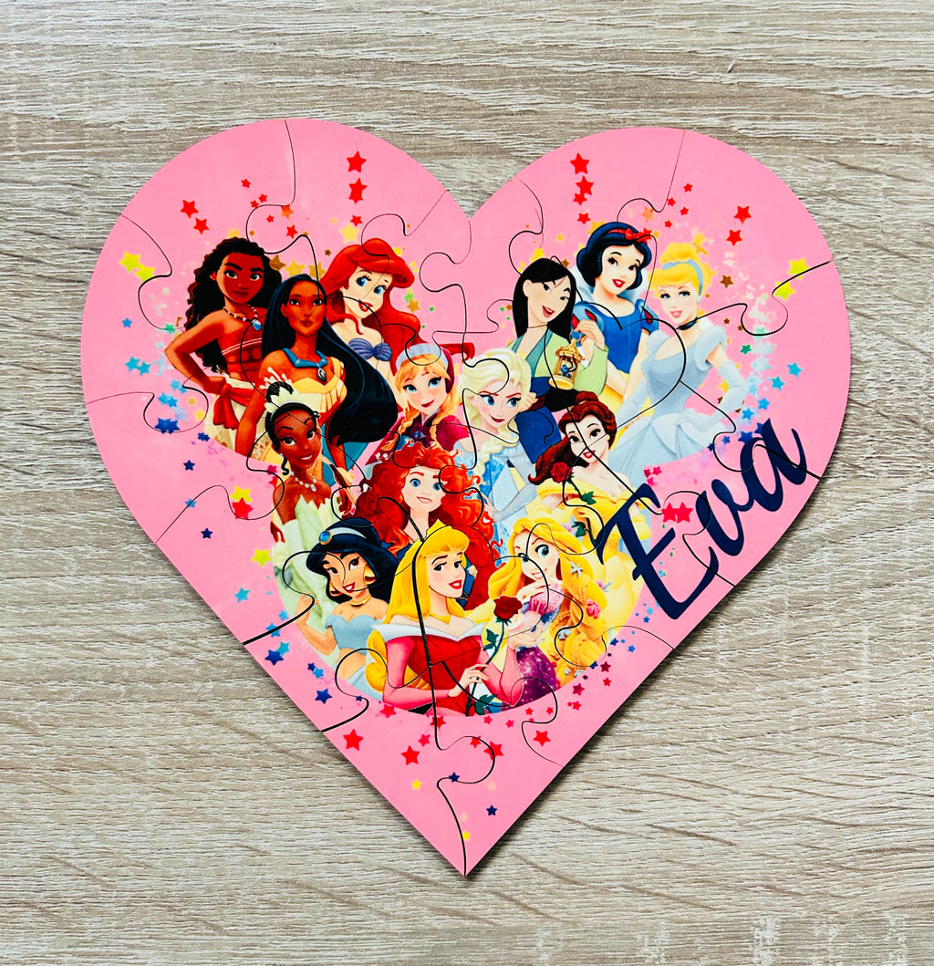 Bunny Themed Personalised Jigsaw Puzzle, Children's Custom Jigsaw, 24 Piece Wooden Puzzle, Birthday gift,  Personalised Gift. Heart Shape