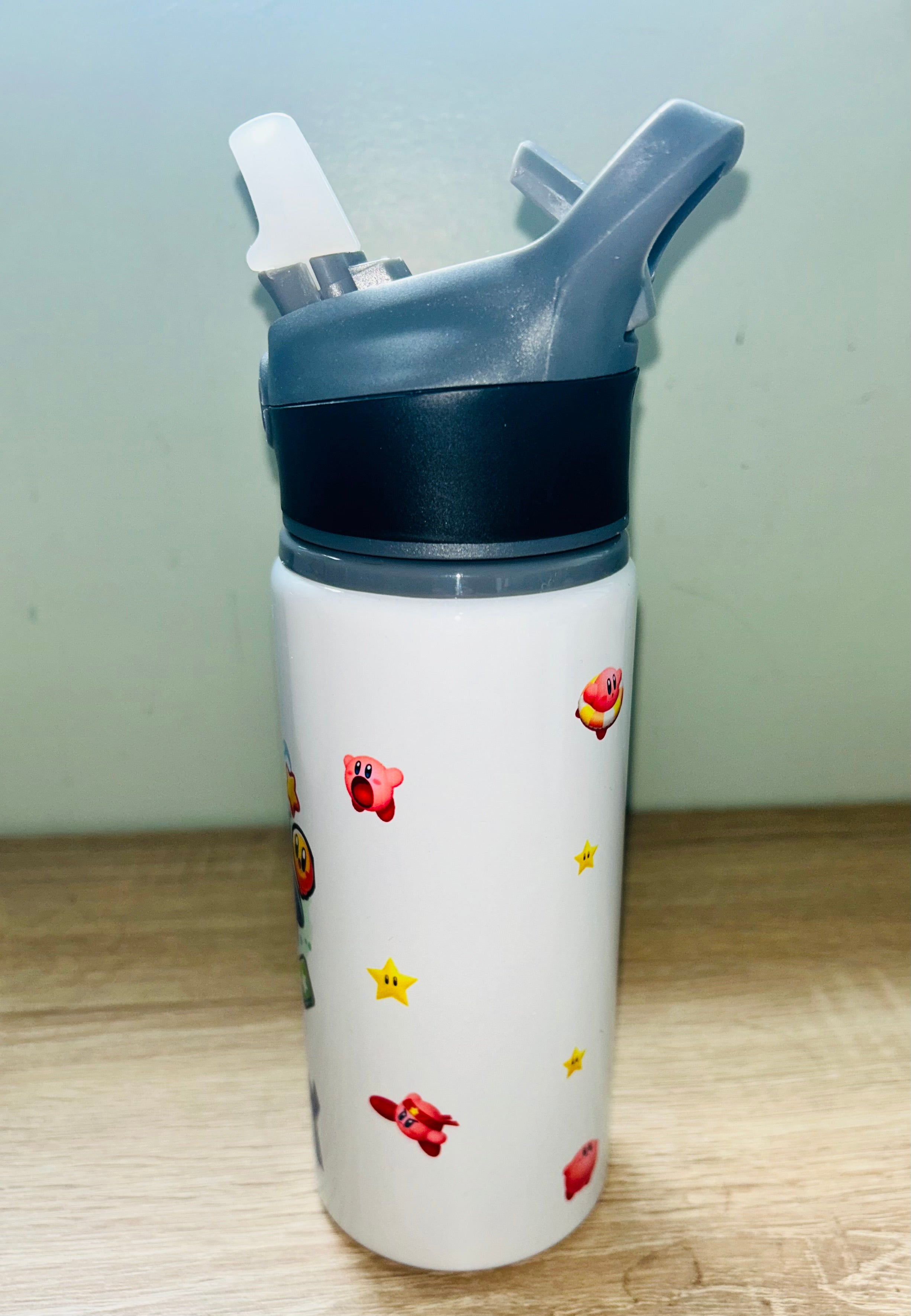 Character/Kirby Themed Personalised 600ml Aluminium Water Bottles - made with your favourite characters! School Water Bottle, Summer Ready.