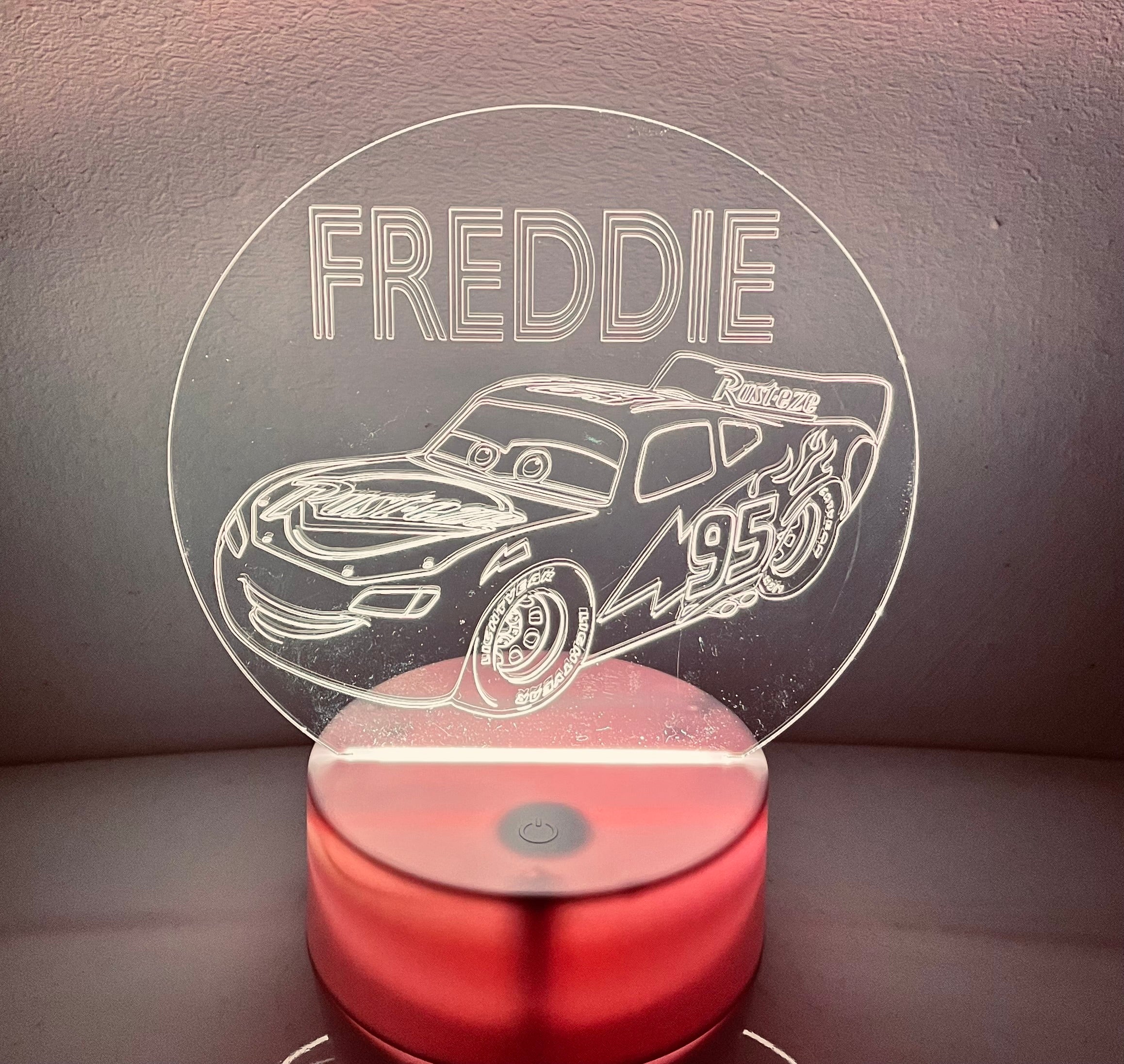 Cars Themed LED Night Light - Comes Fully Personalised. Unique Gift Idea