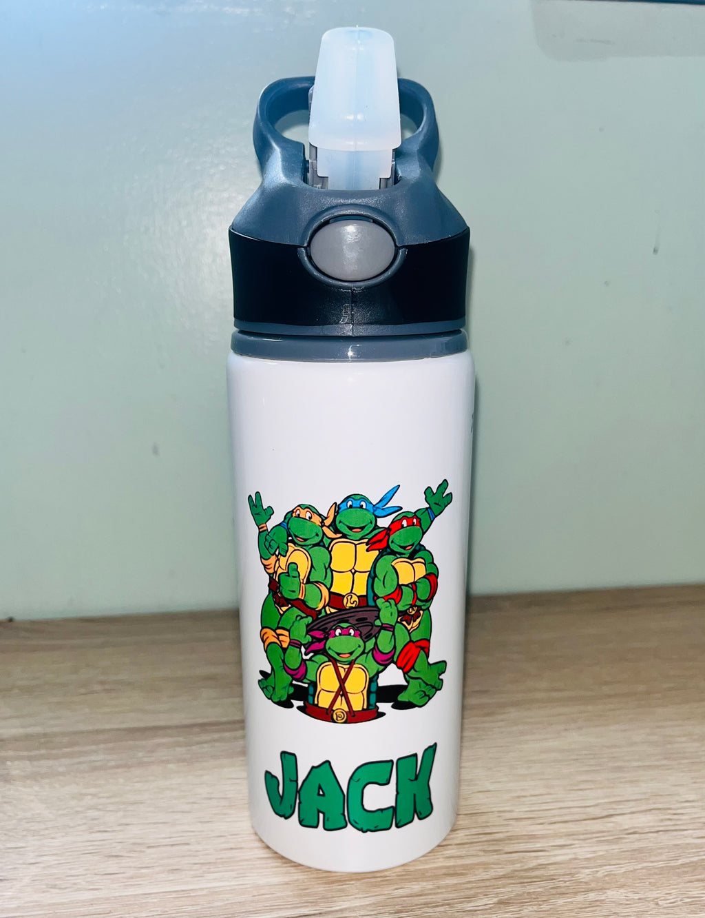 Character/Turtles Themed Personalised 600ml Aluminium Water Bottles - made with your favourite characters! School Water Bottle, Summer Ready.