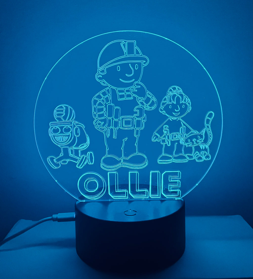 Character/Bulider Themed LED Night Light - Comes Fully Personalised. Unique Gift Idea