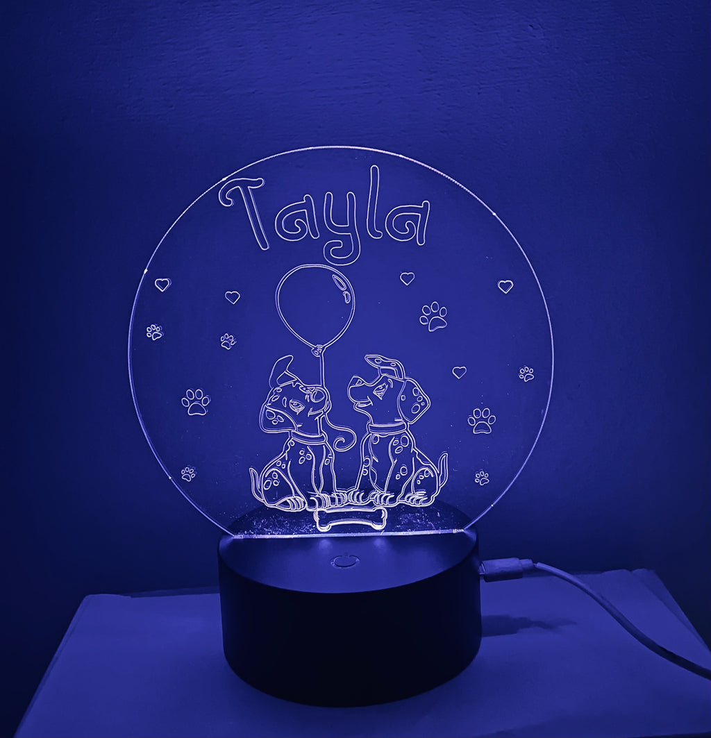 Dalmatian Themed LED Night Light - Comes Fully Personalised. Unique Gift Idea