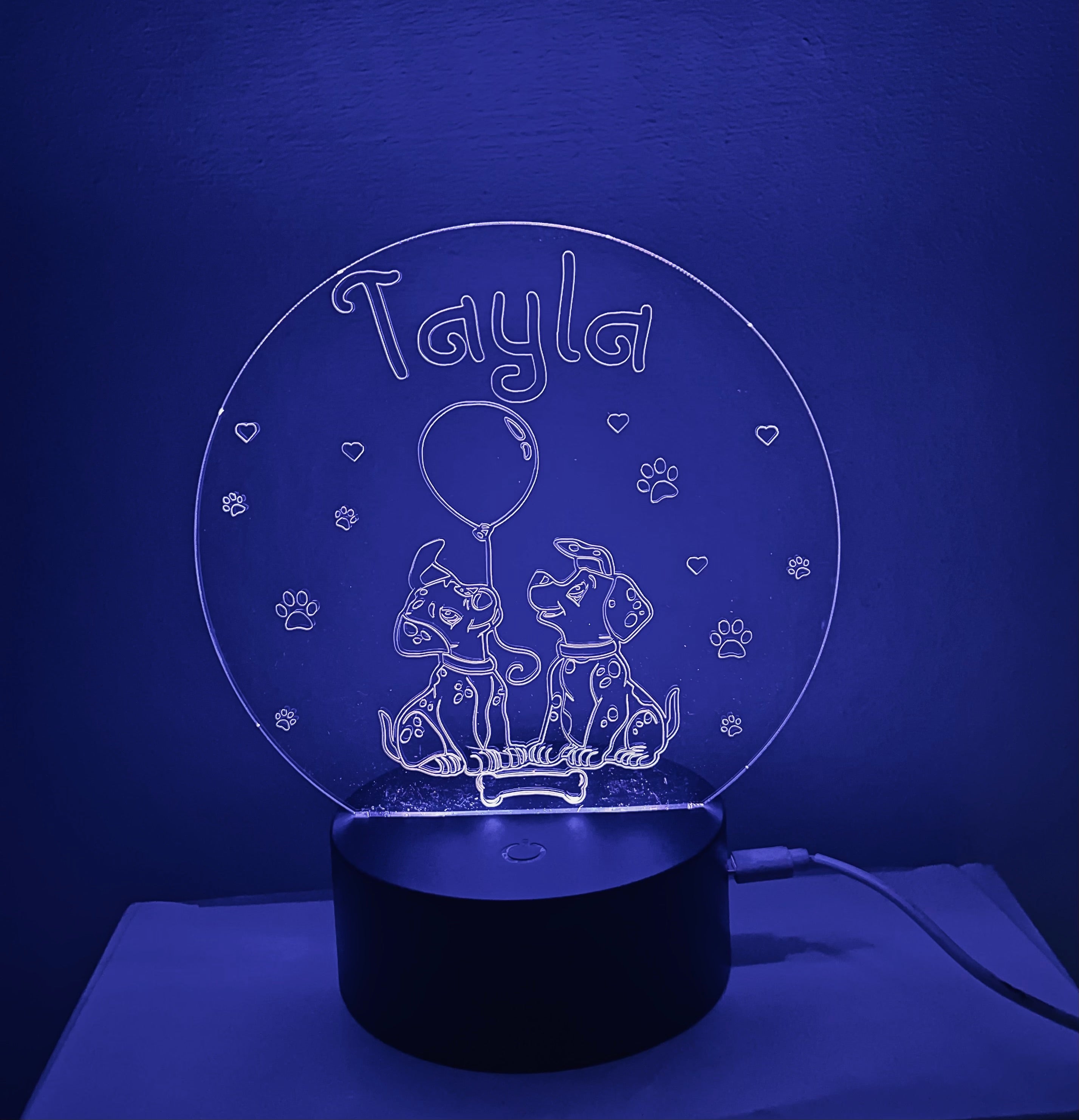 Dalmatian Themed LED Night Light - Comes Fully Personalised. Unique Gift Idea