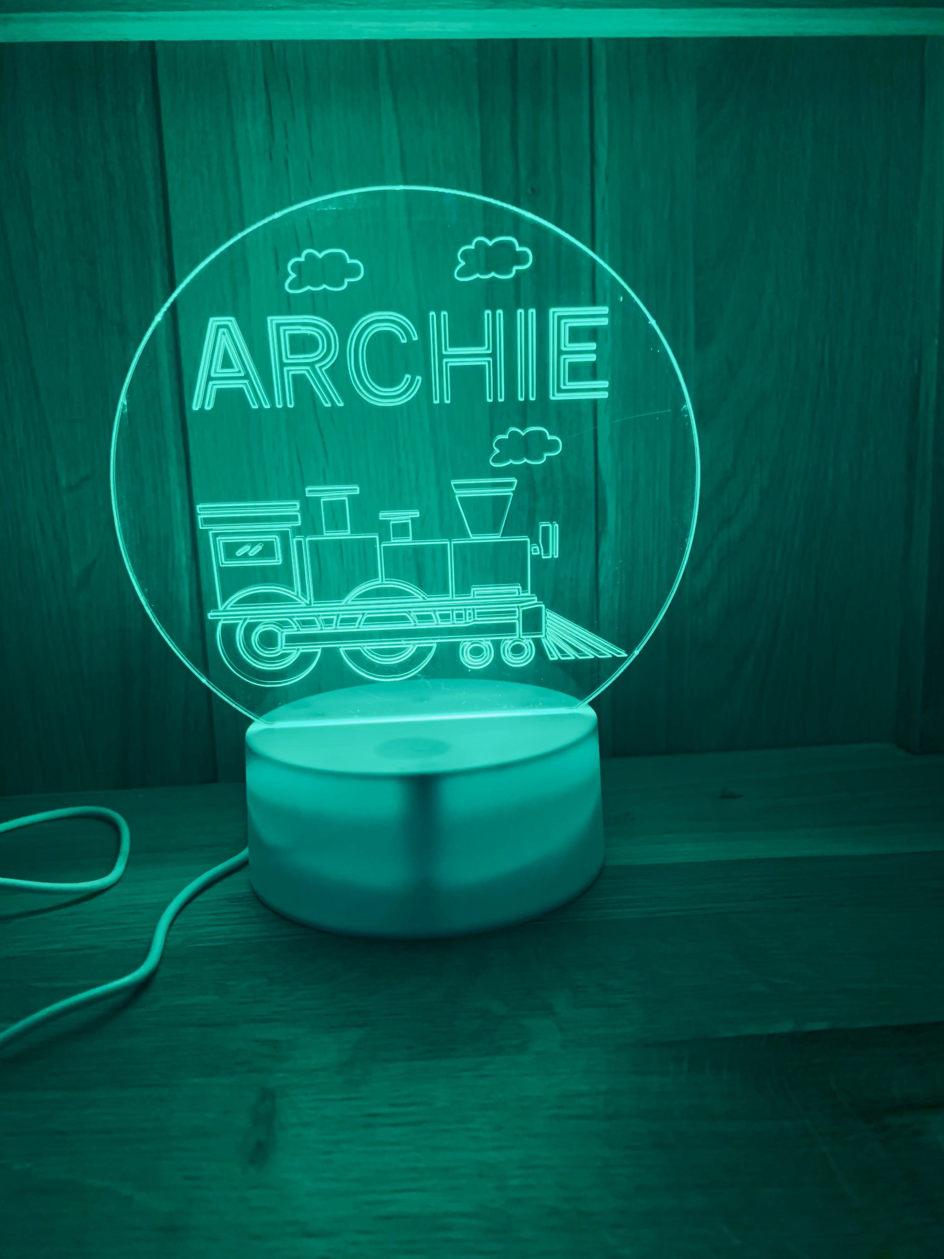 Train Themed LED Night Light - Comes Fully Personalised. Unique Gift Idea